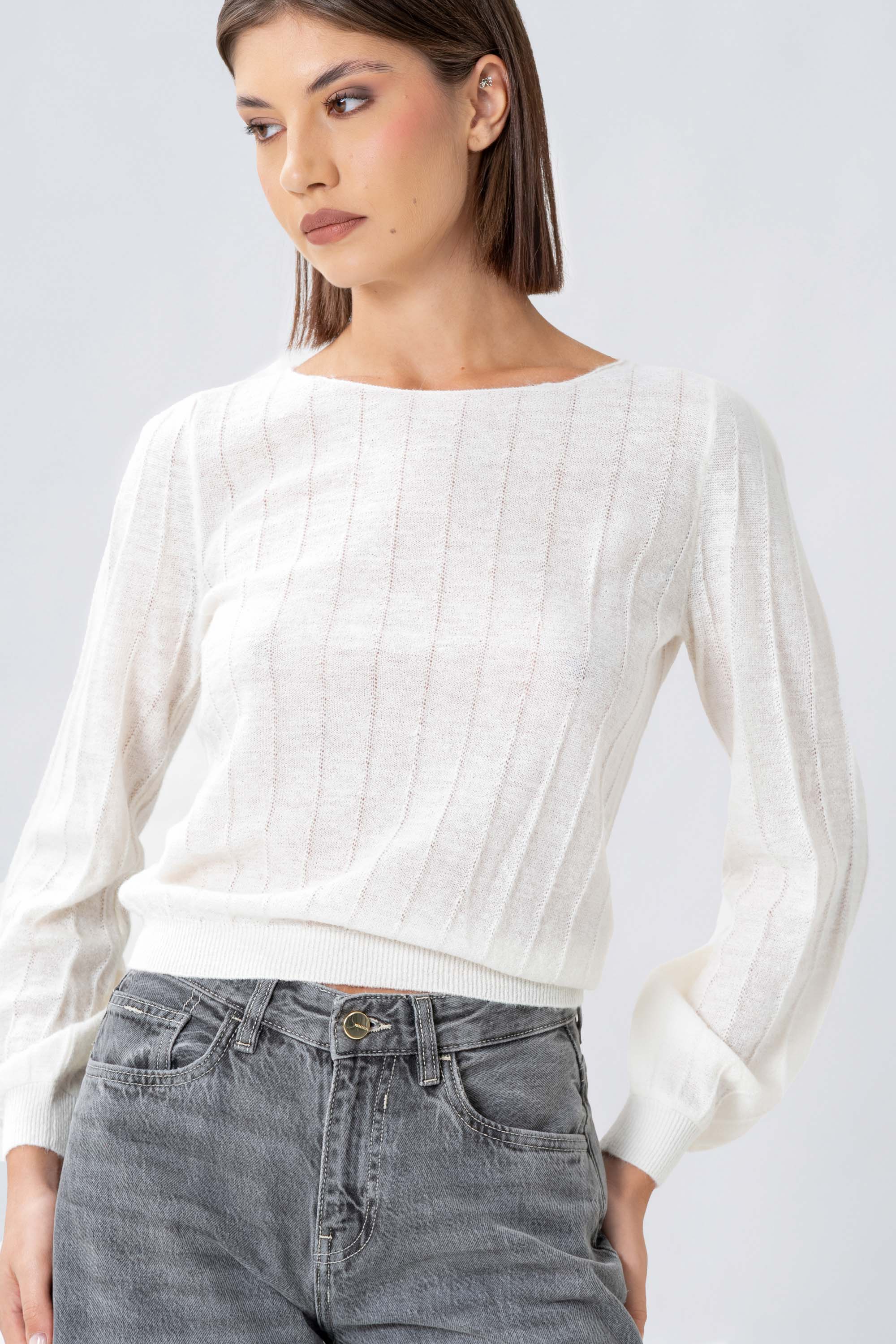 Maglia a coste con maniche balloon - MAGLIA M/L ELAINEX - Image 7