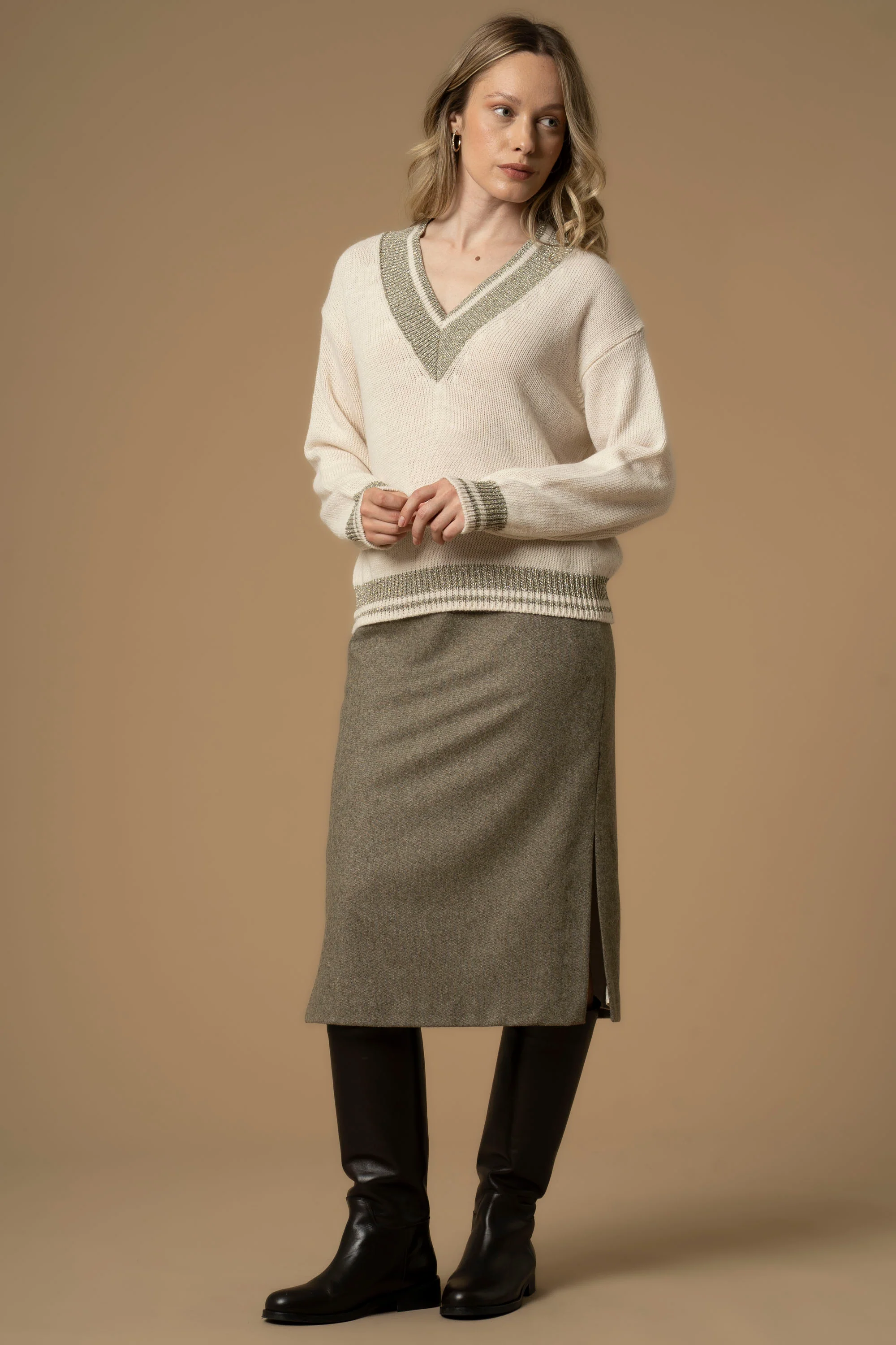 Maglia con costine in lurex - Maglia M/L Aligina