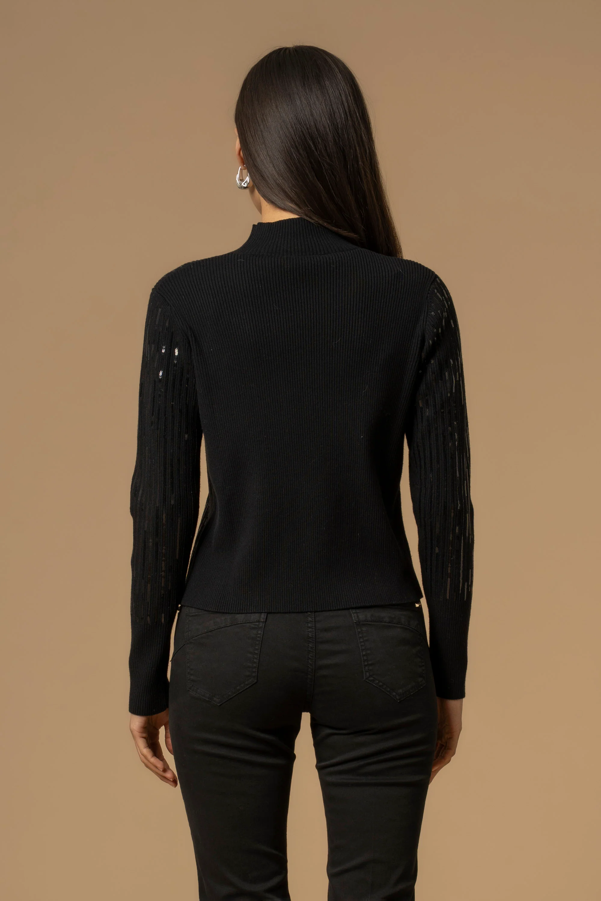 Maglia crop a collo alto con strass - Maglia M/L Clizio - Image 4