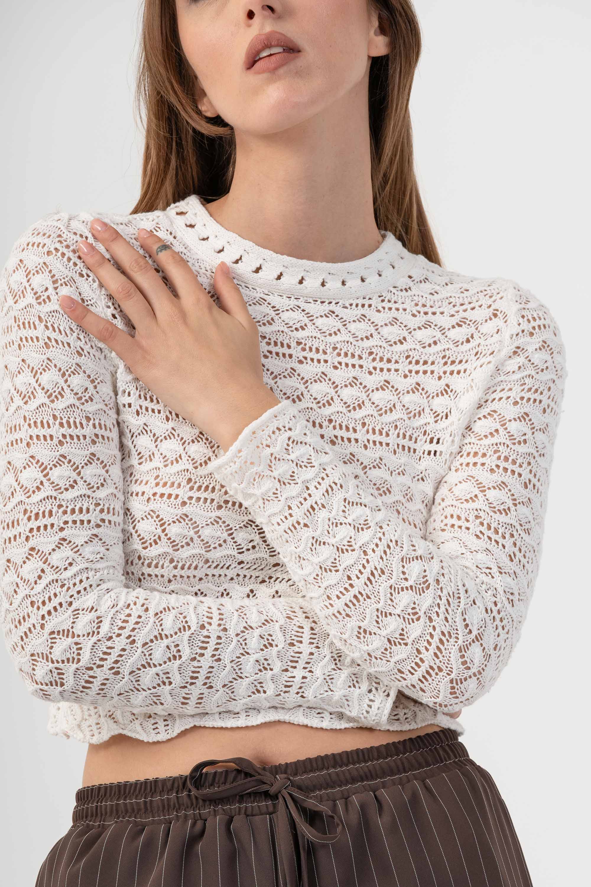 Maglia crop con lavorazione a traforo - MAGLIA M/L CLARENCEX - Image 3