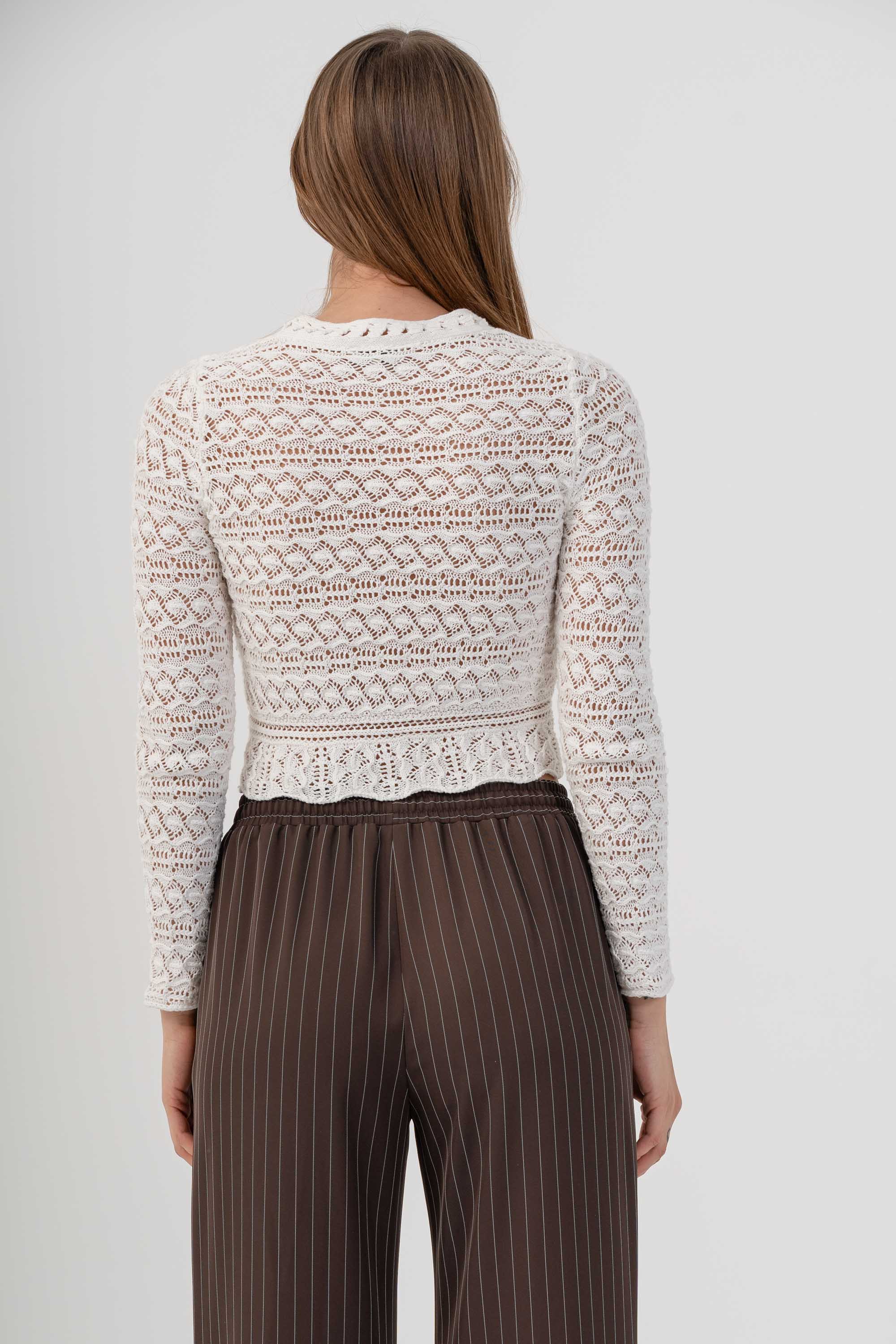 Maglia crop con lavorazione a traforo - MAGLIA M/L CLARENCEX - Image 4