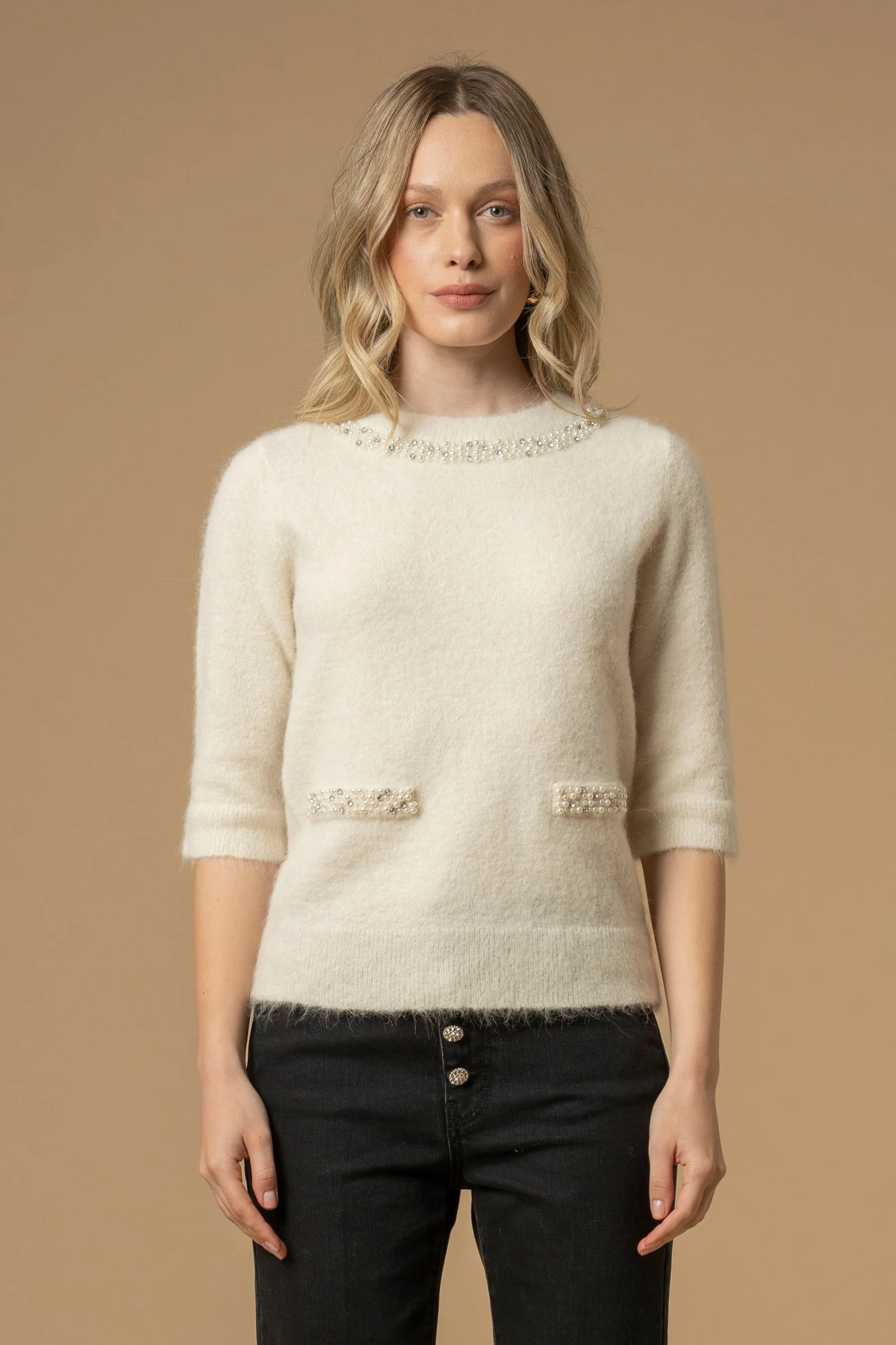 Maglia con dettagli in perle - Maglia M/L Anouska