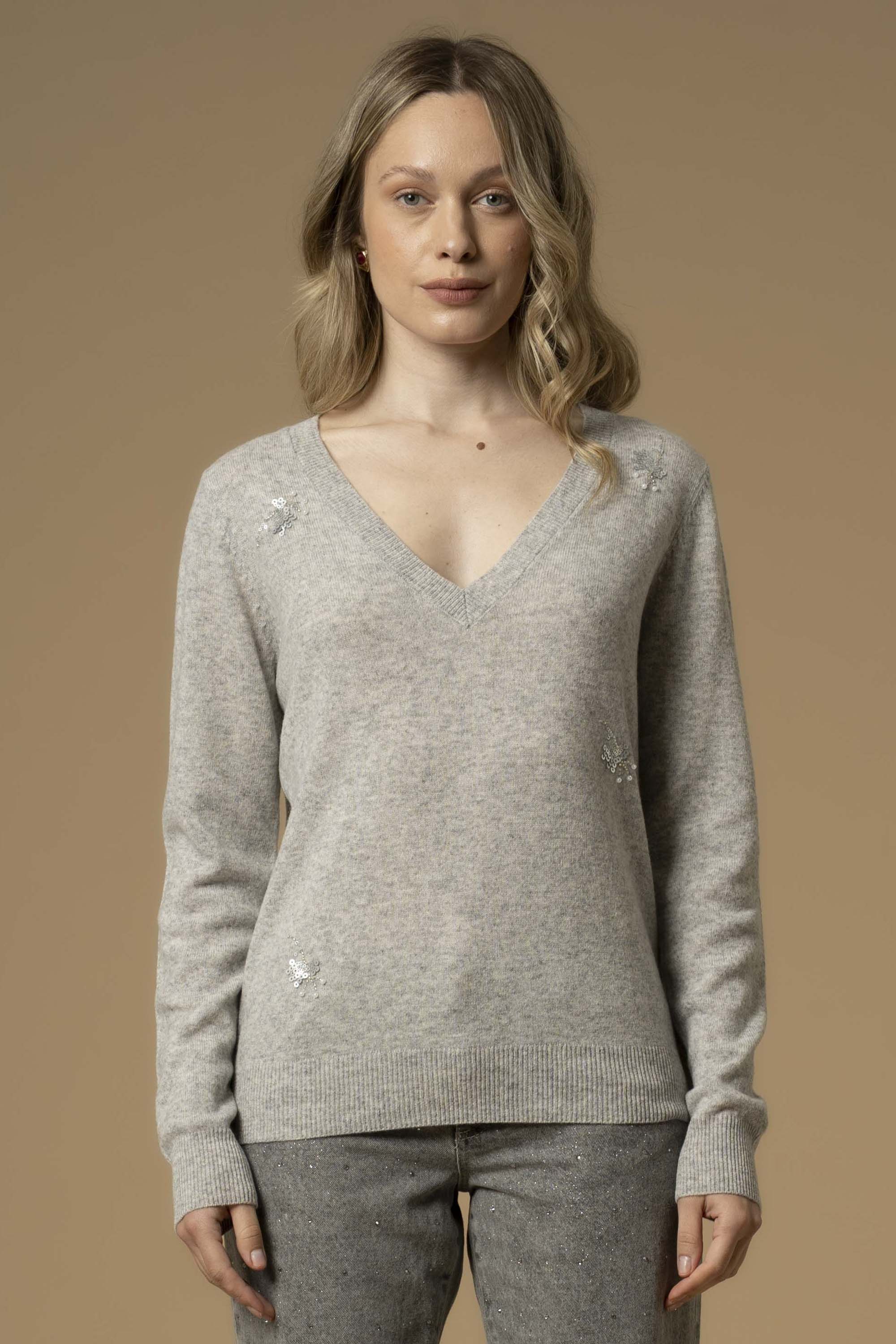 Maglia con dettaglio in strass e perle - Maglia M/L Bernabe