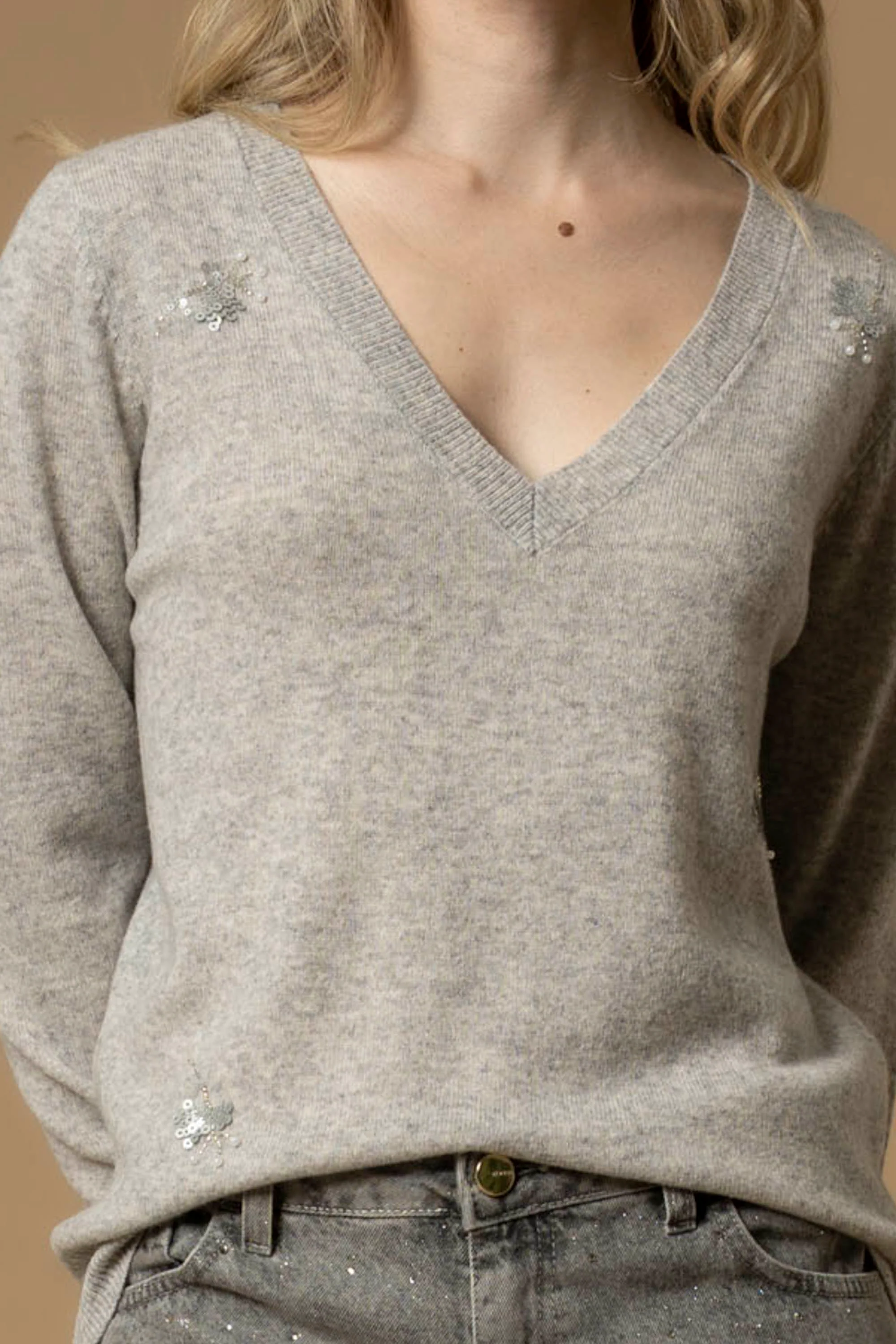 Maglia con dettaglio in strass e perle - Maglia M/L Bernabe - Image 2