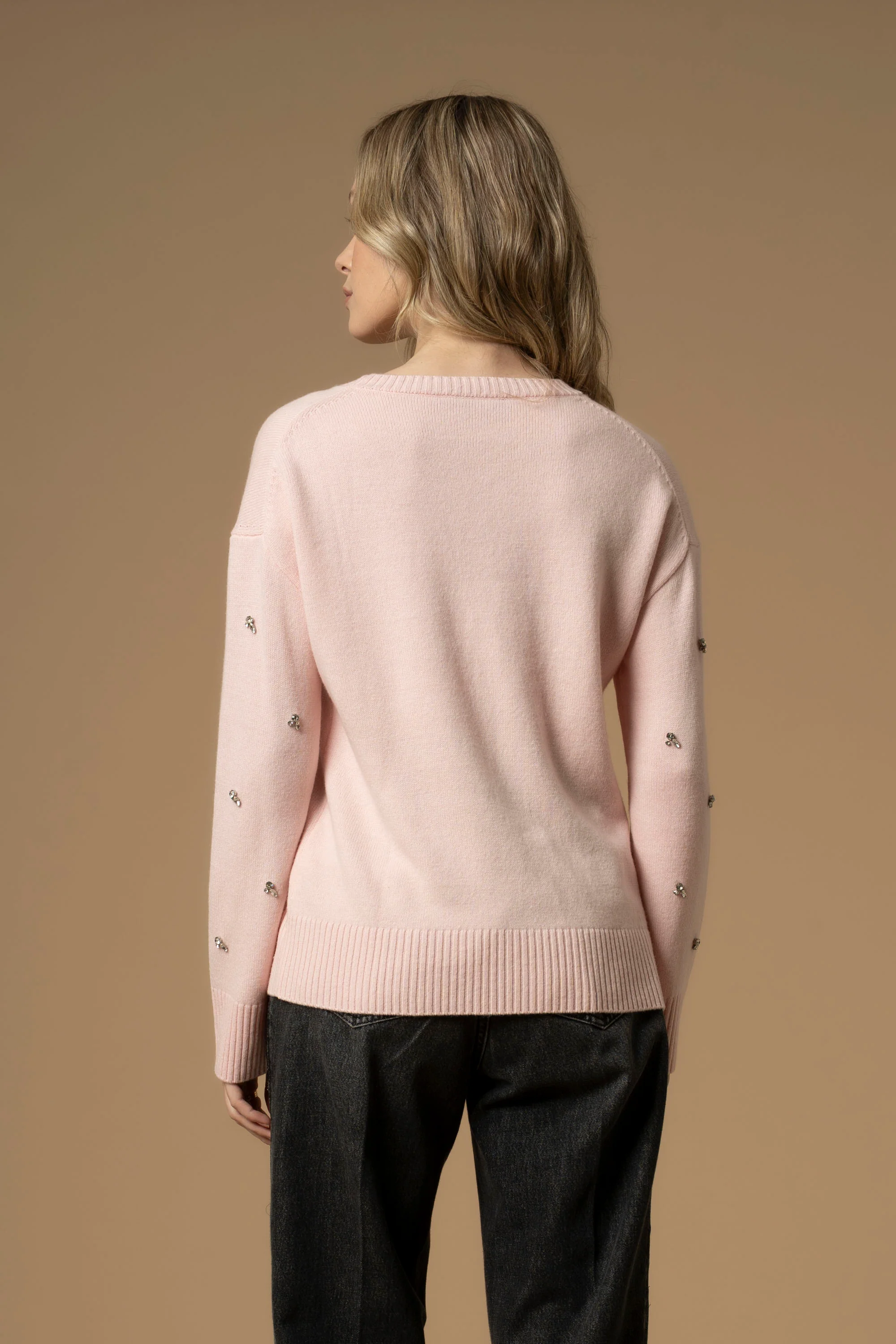 Maglia girocollo con ricami in pietre - Maglia M/L Marielina - Image 4