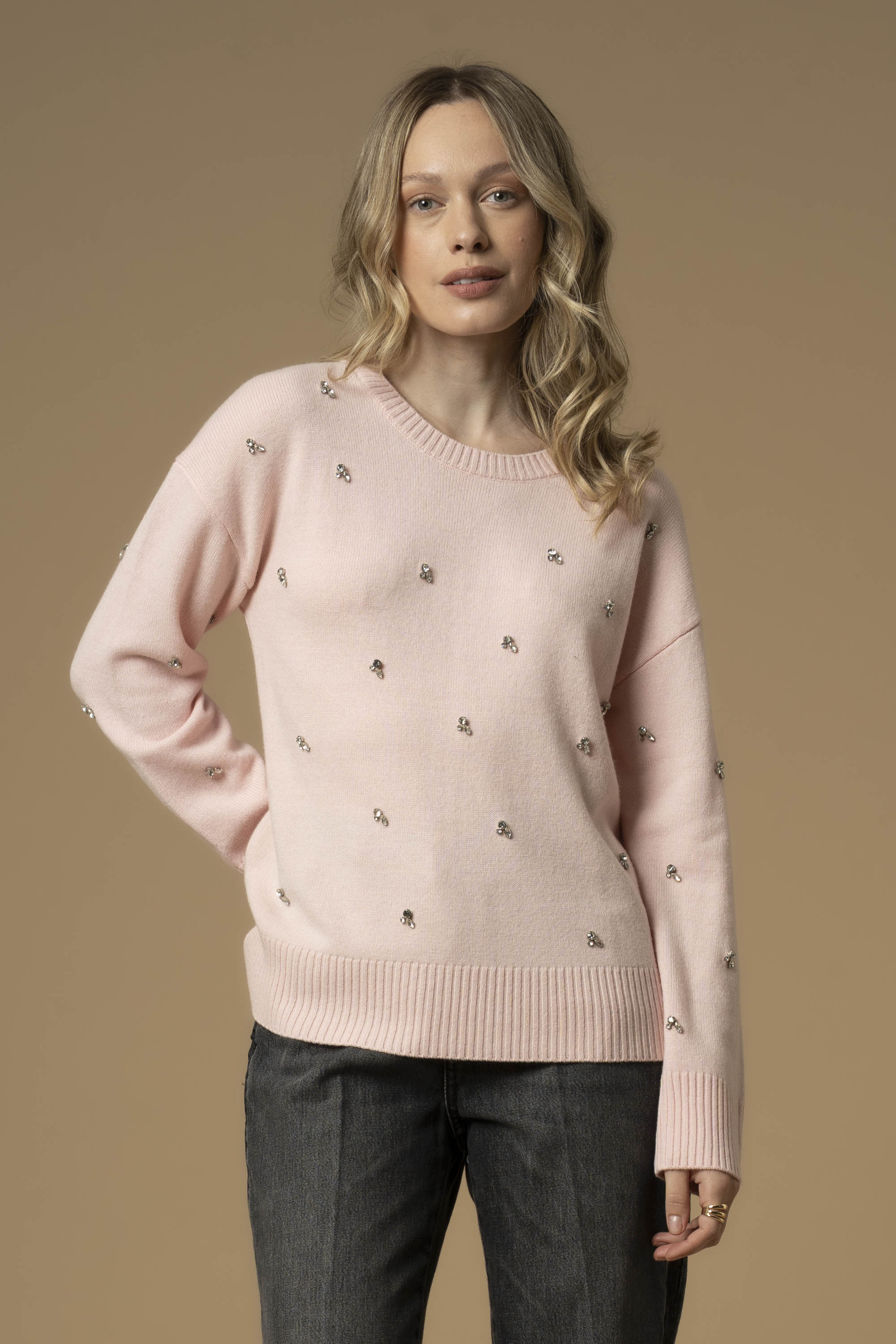 Maglia girocollo con ricami in pietre - Maglia M/L Marielina - Image 6