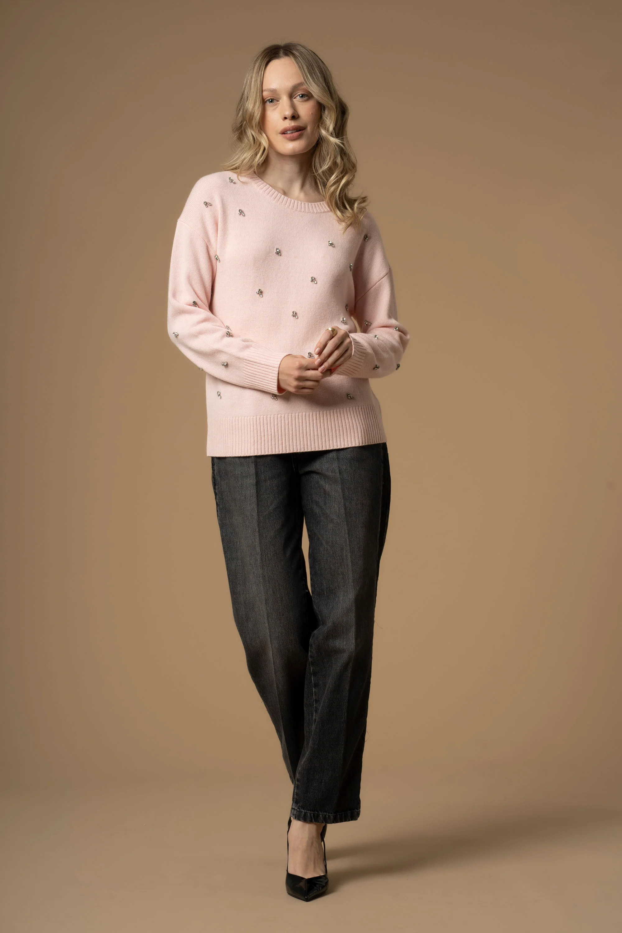 Maglia girocollo con ricami in pietre - Maglia M/L Marielina - Image 7