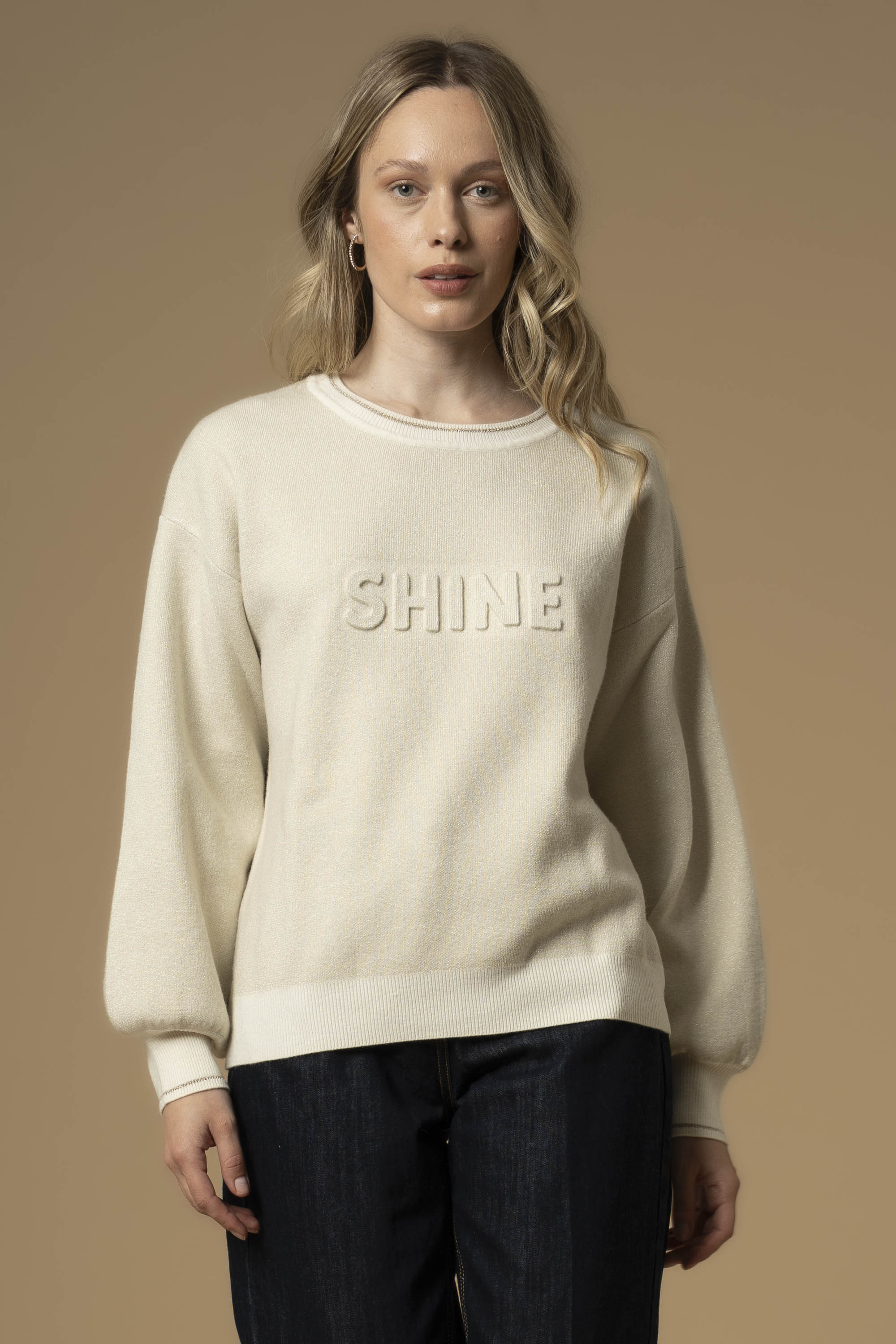 Maglia girocollo con stampa lettering - Maglia M/L Ennona