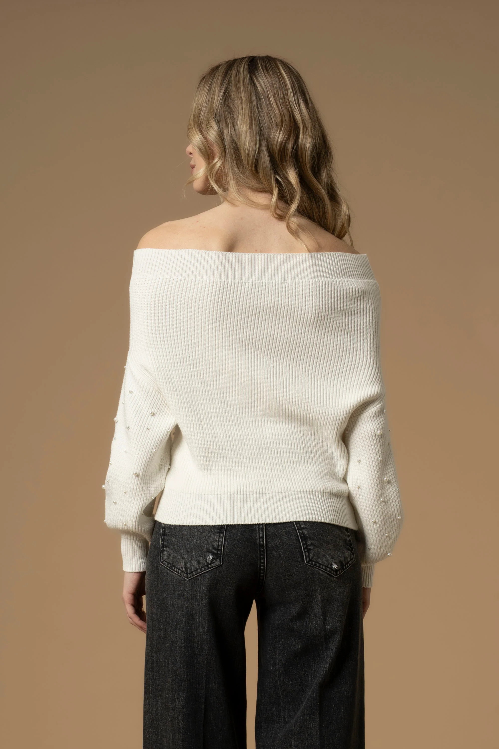 Maglia con scollo bardot e perle - Maglia M/L Marivel - Image 4