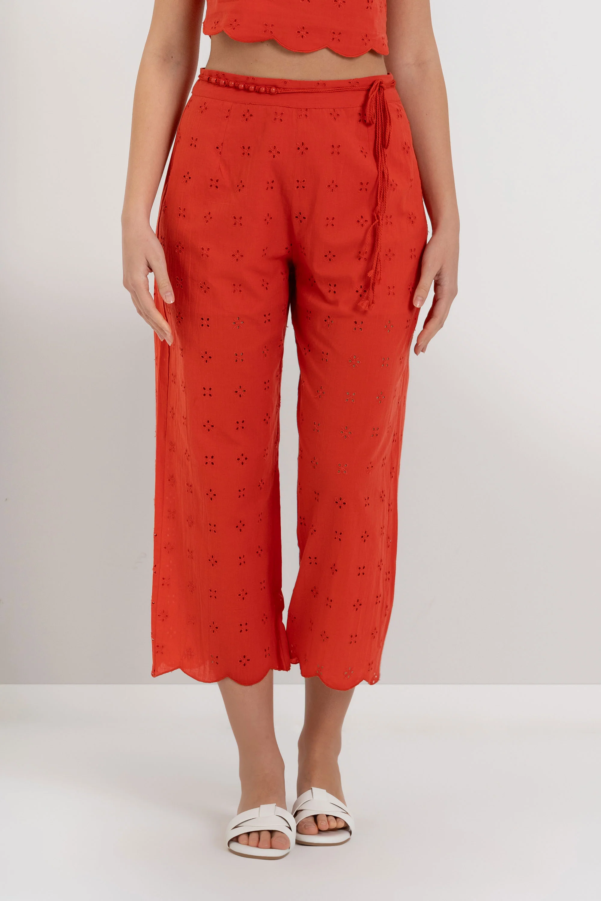 Pantaloni ampi a vita alta in cotone traforato - Pantalone Fashion RILTARX