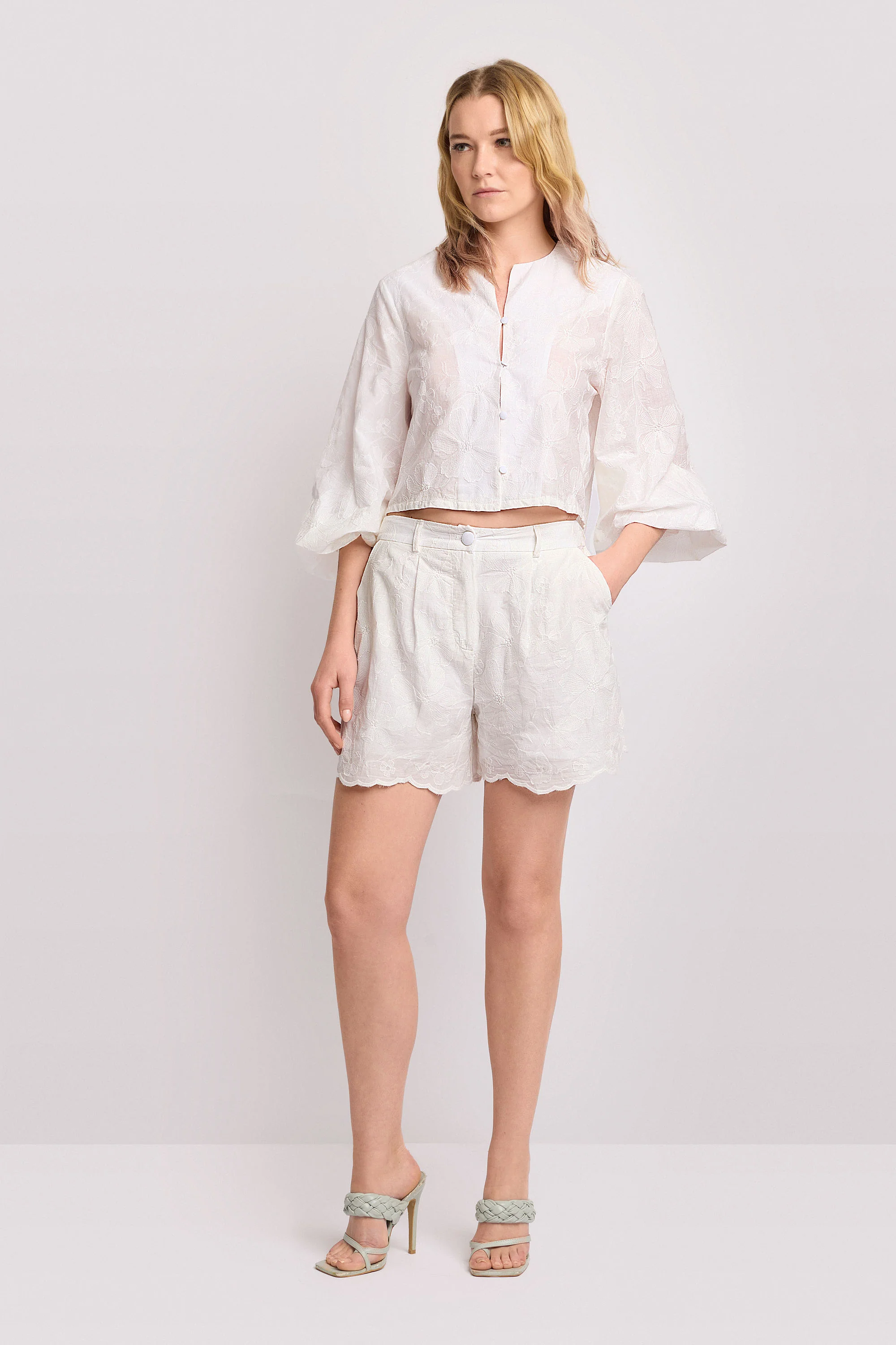 Pantaloni corti in cotone con vita alta - SHORT MICHELINA - Image 2