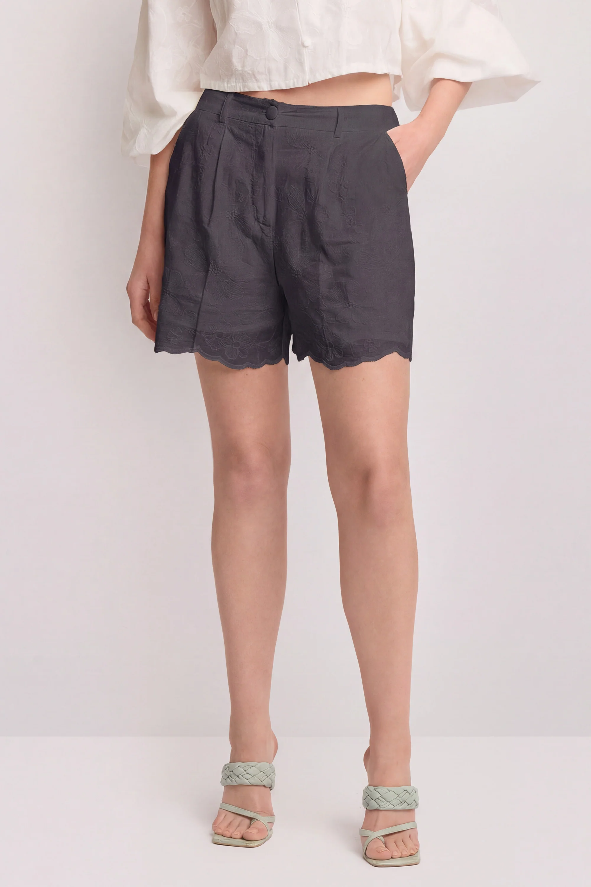 Pantaloni corti in cotone con vita alta - SHORT MICHELINA - Image 5