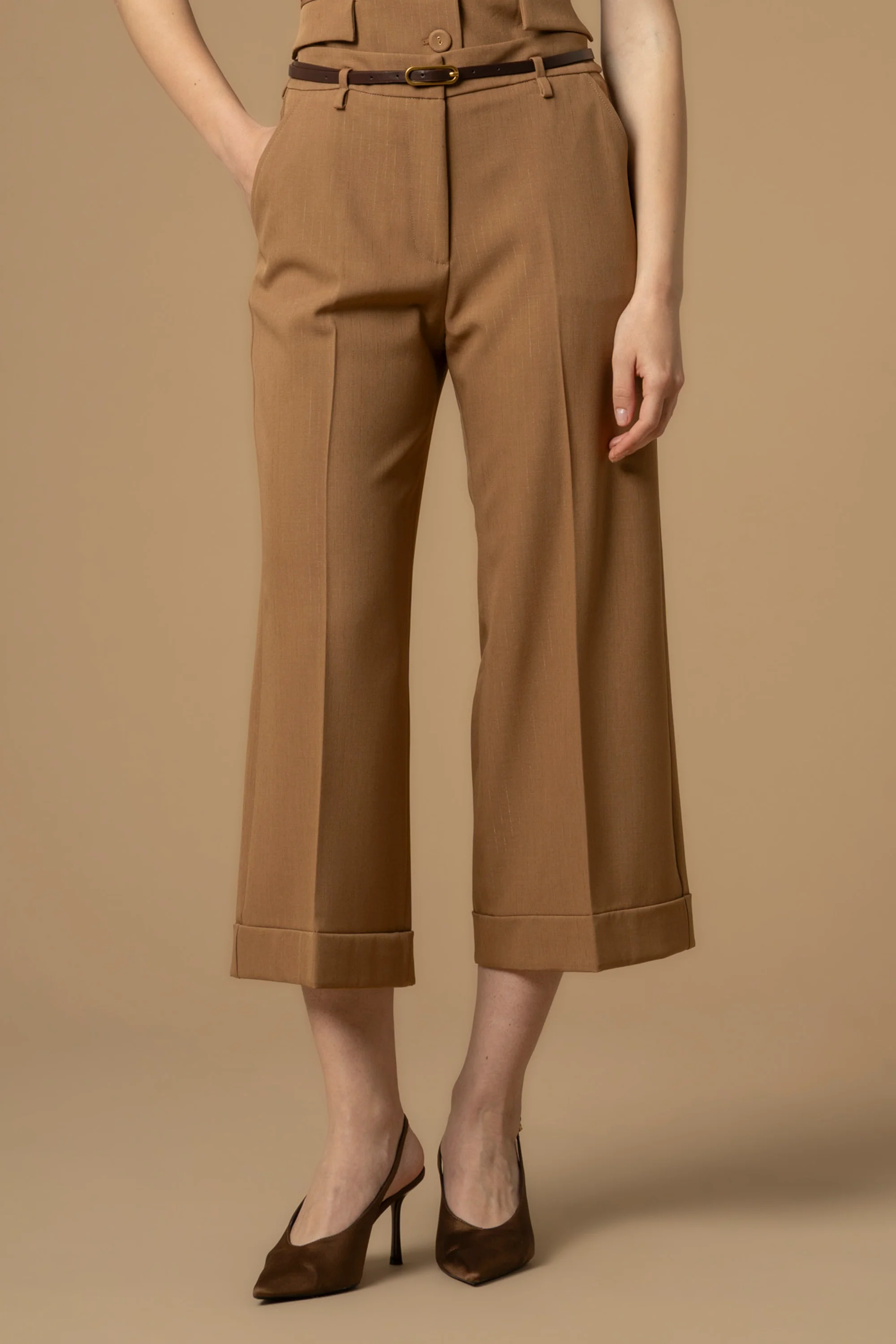 Pantaloni cropped con piega - Pantaloni Ebba