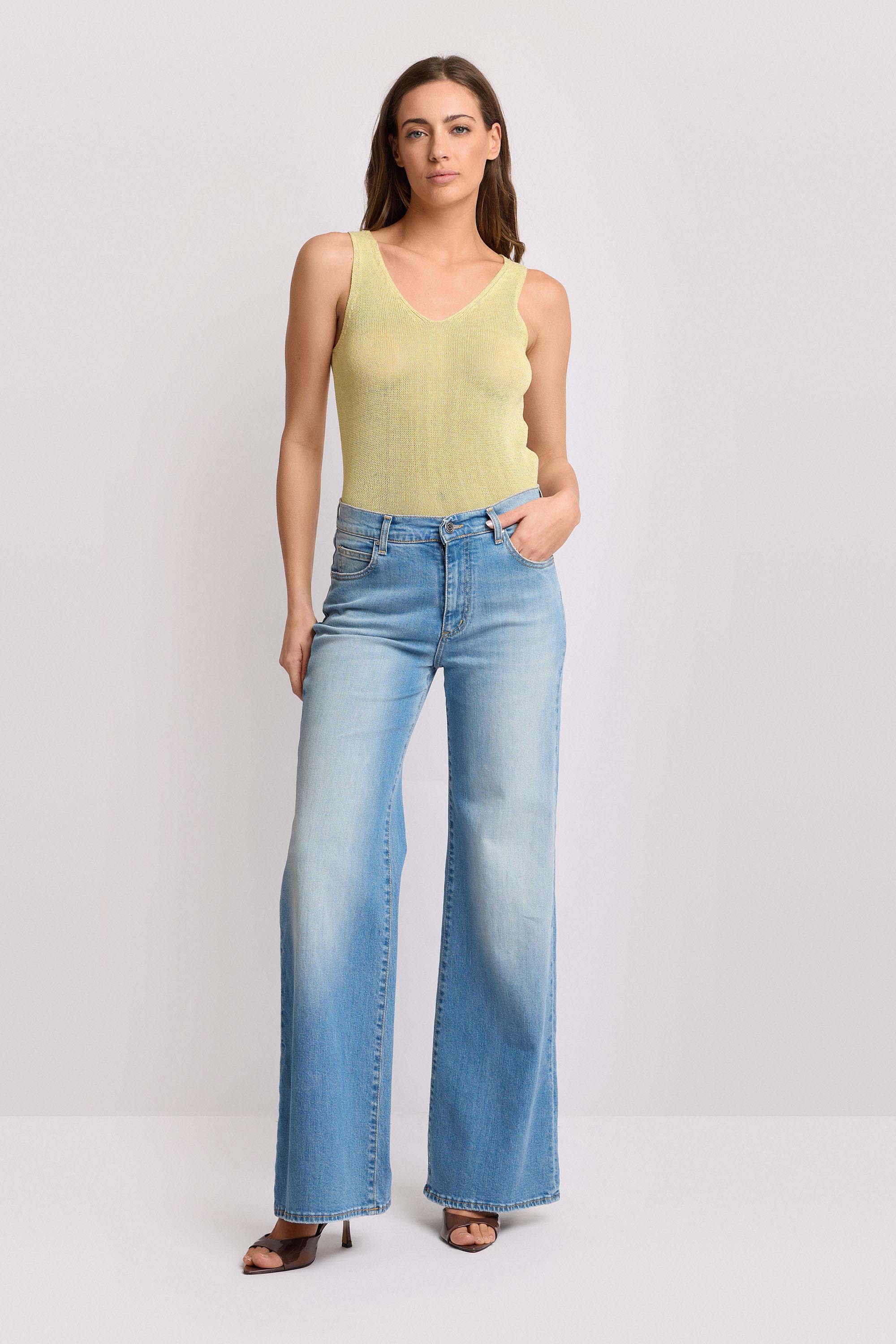 Pantaloni in denim design wide leg - Pantalone Denim GERBERT - Image 2
