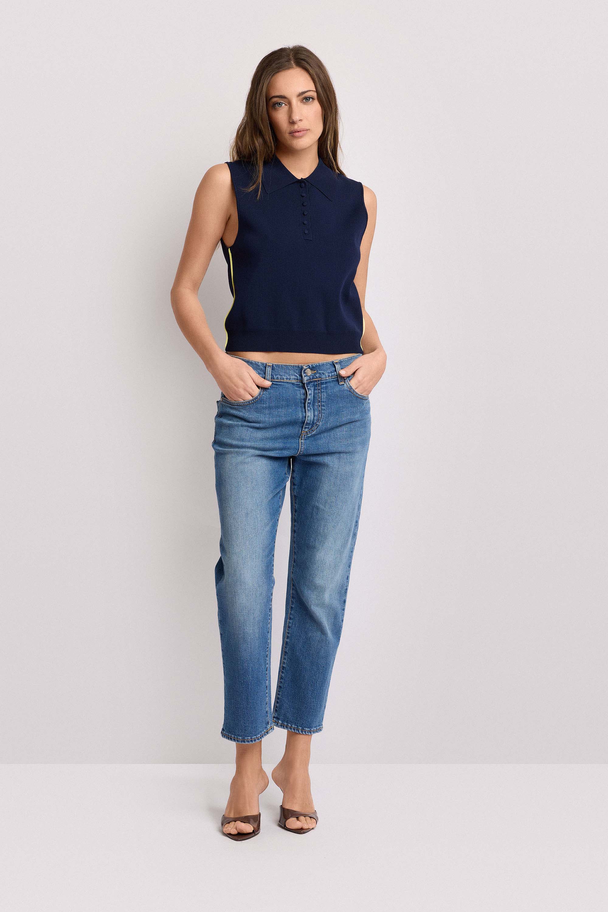 Pantaloni denim fit cropped - Pantalone Denim GERMAINE - Image 2