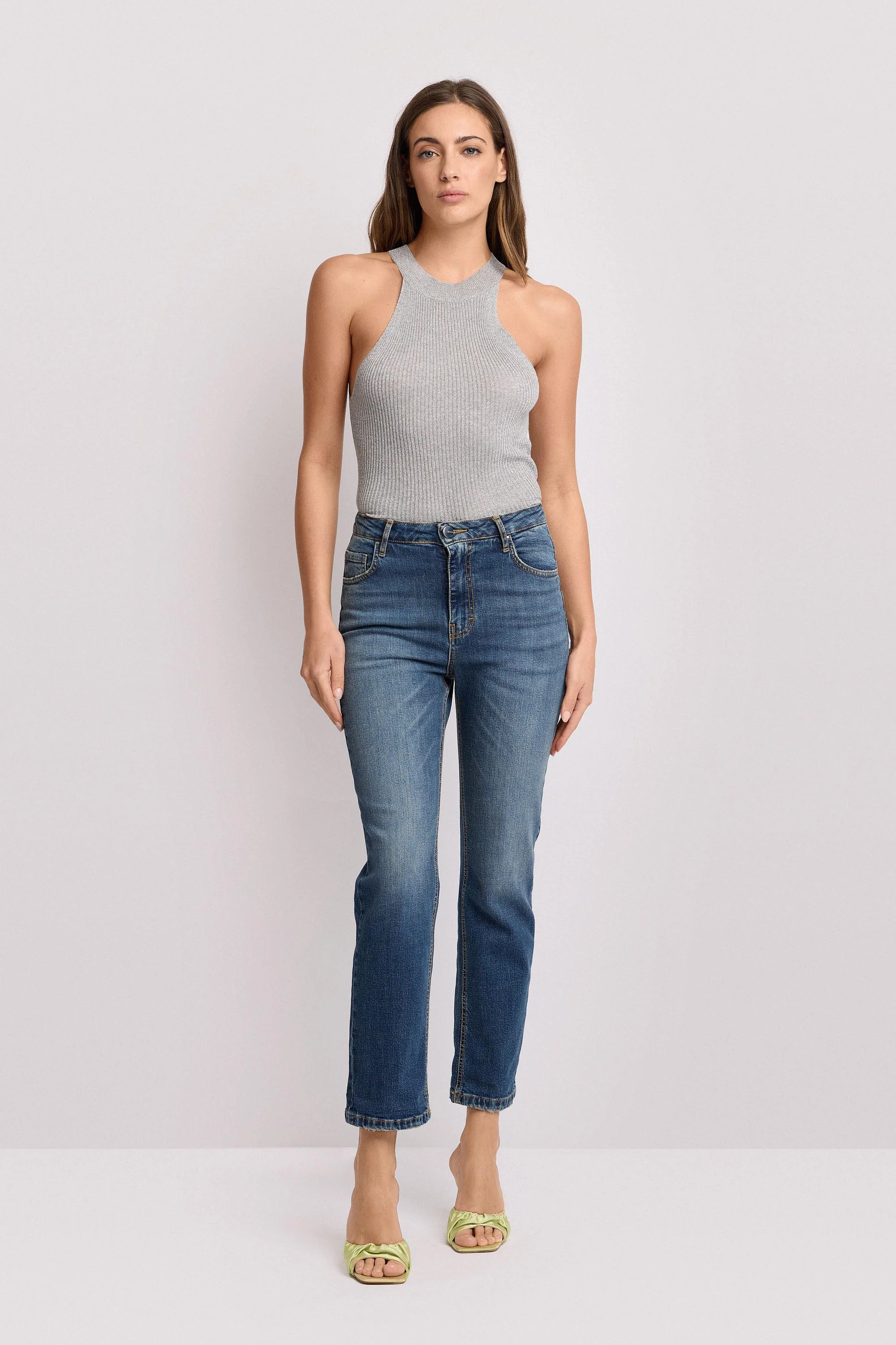Pantaloni in denim taglio cropped - Pantalone Denim GRANT - Image 2