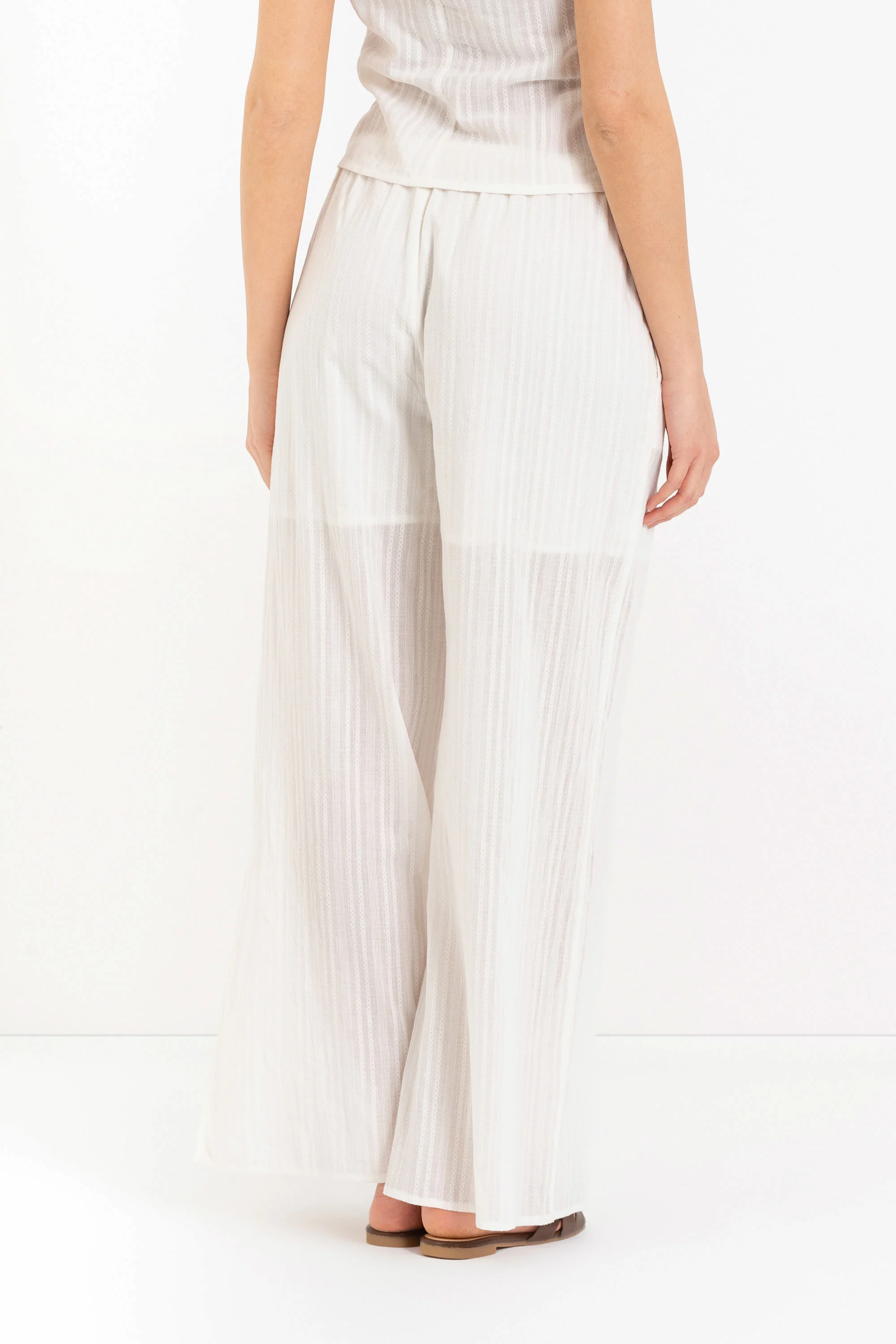 Pantaloni da donna in cotone a righe con gamba larga - Pantalone Fashion MINSHELLX - Image 4