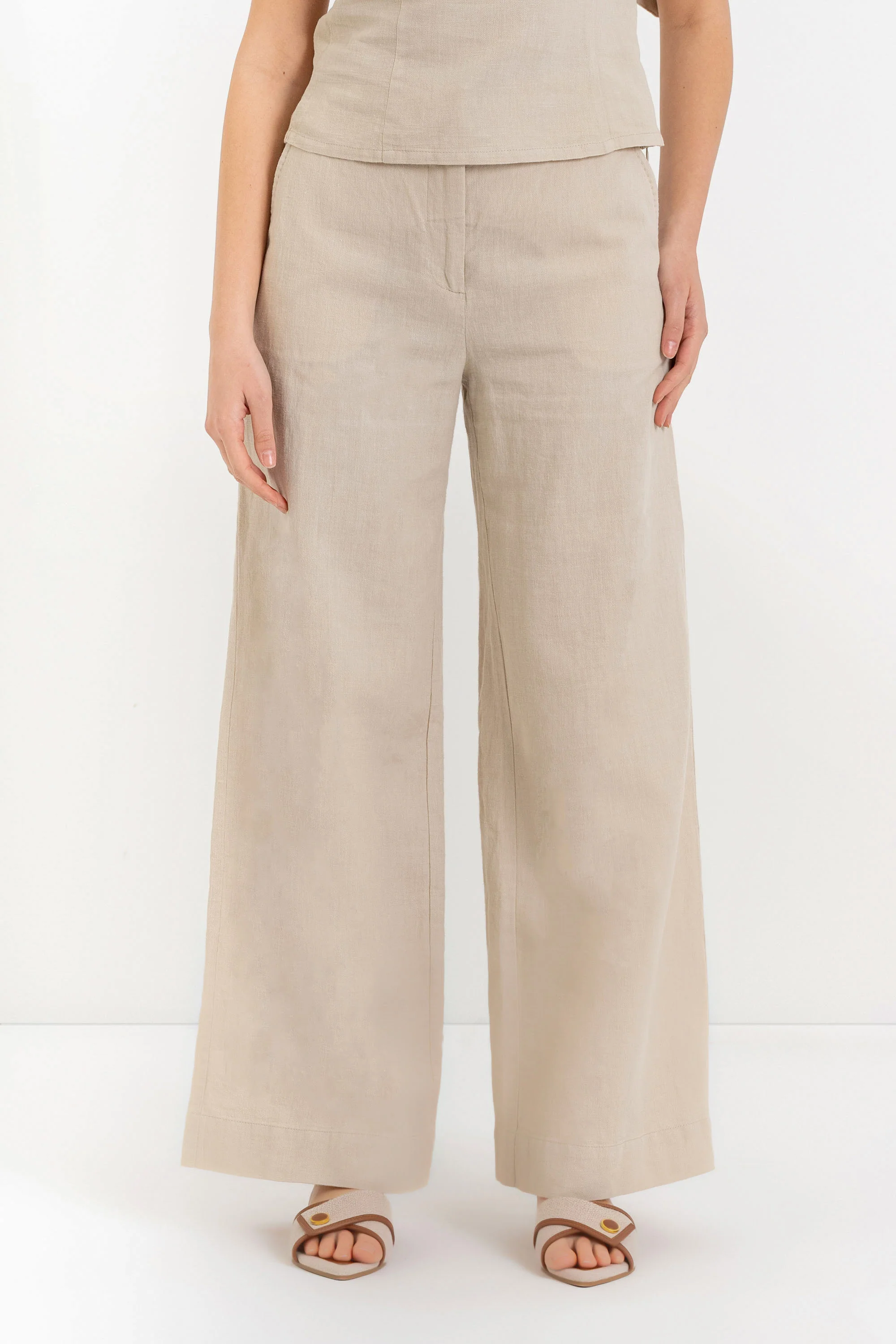 Pantaloni da donna a gamba larga in lino e cotone - Pantalone Fashion KARYX