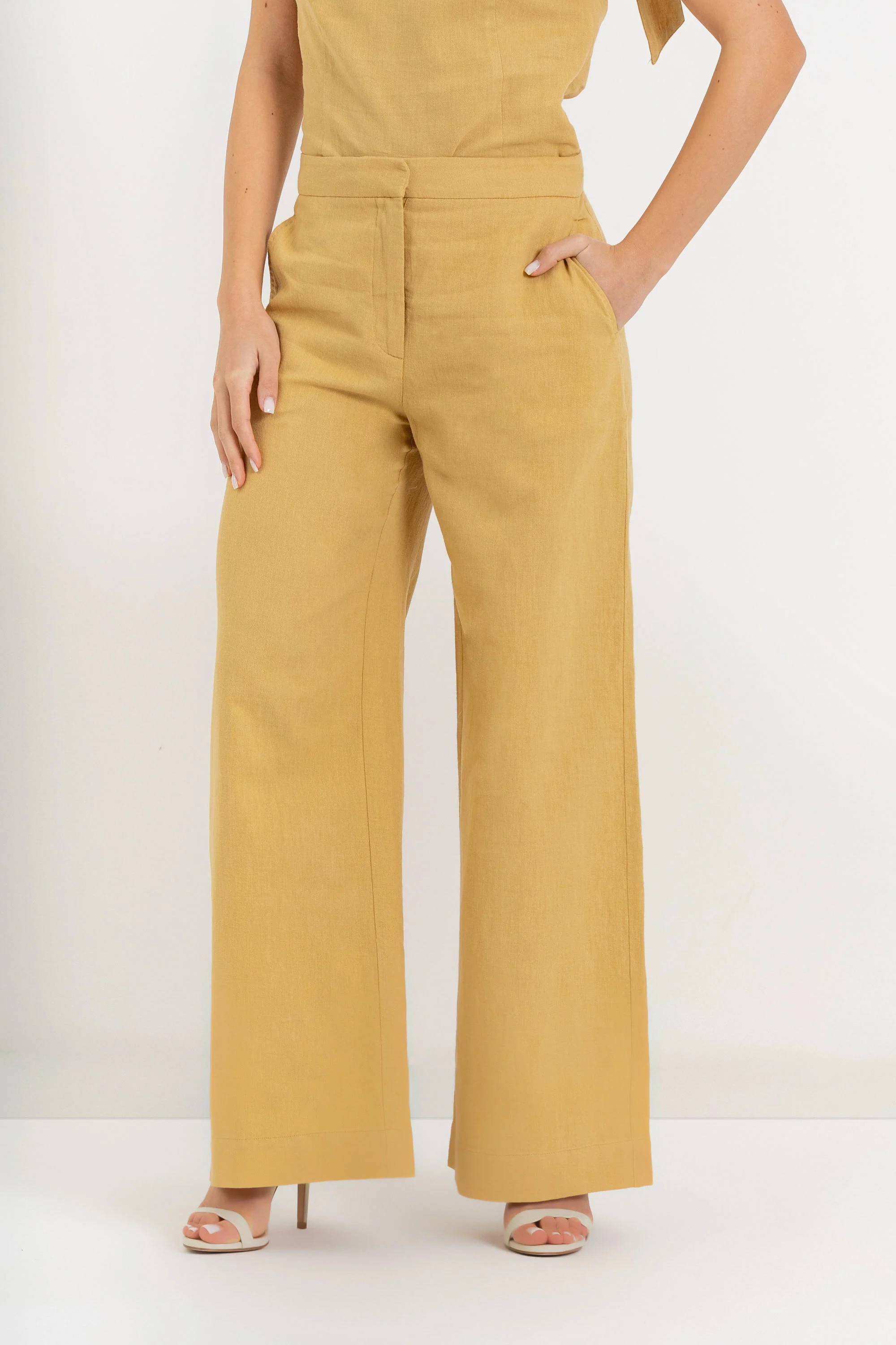 Pantaloni da donna a gamba larga in lino e cotone - Pantalone Fashion KARYX - Image 2
