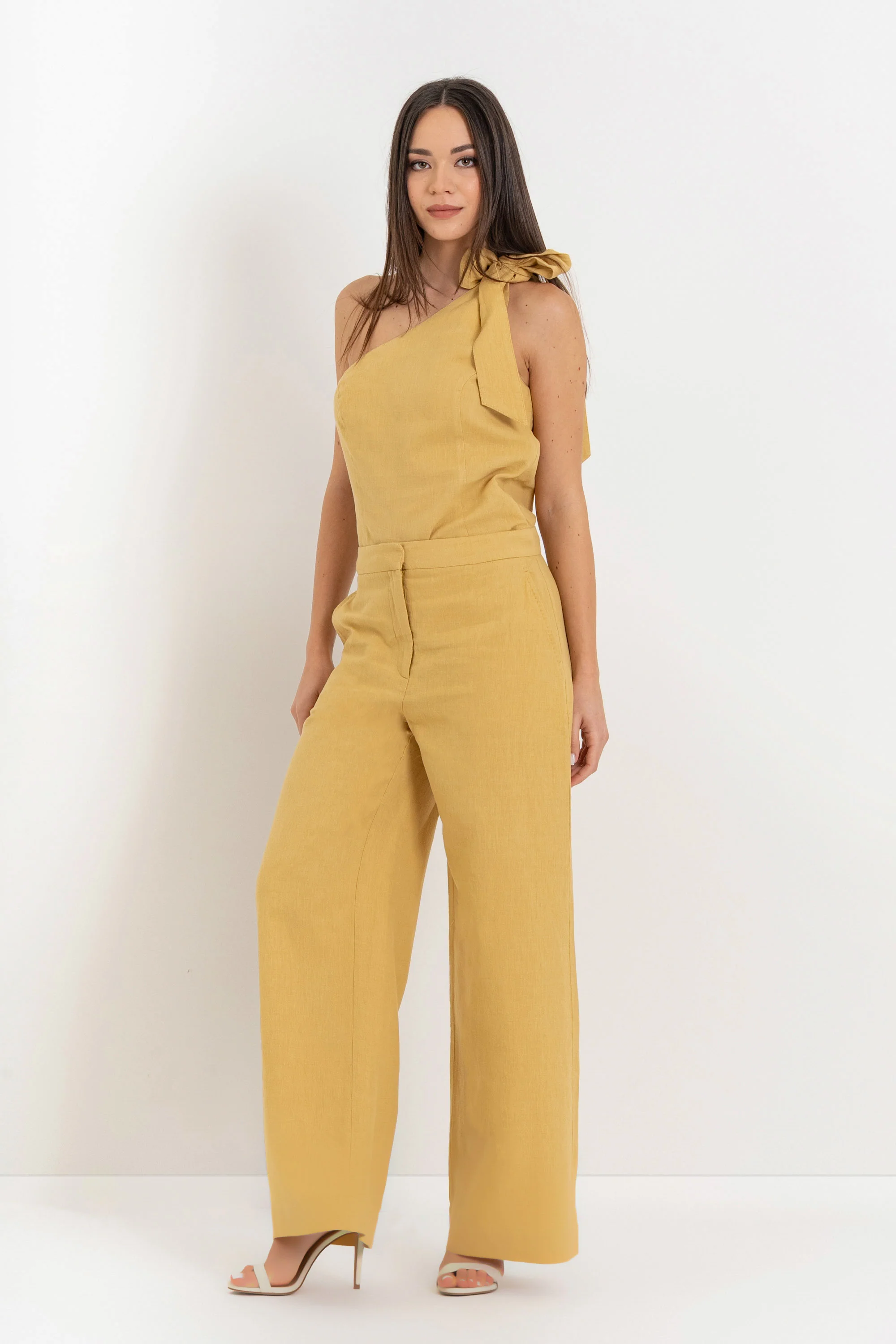 Pantaloni da donna a gamba larga in lino e cotone - Pantalone Fashion KARYX - Image 3