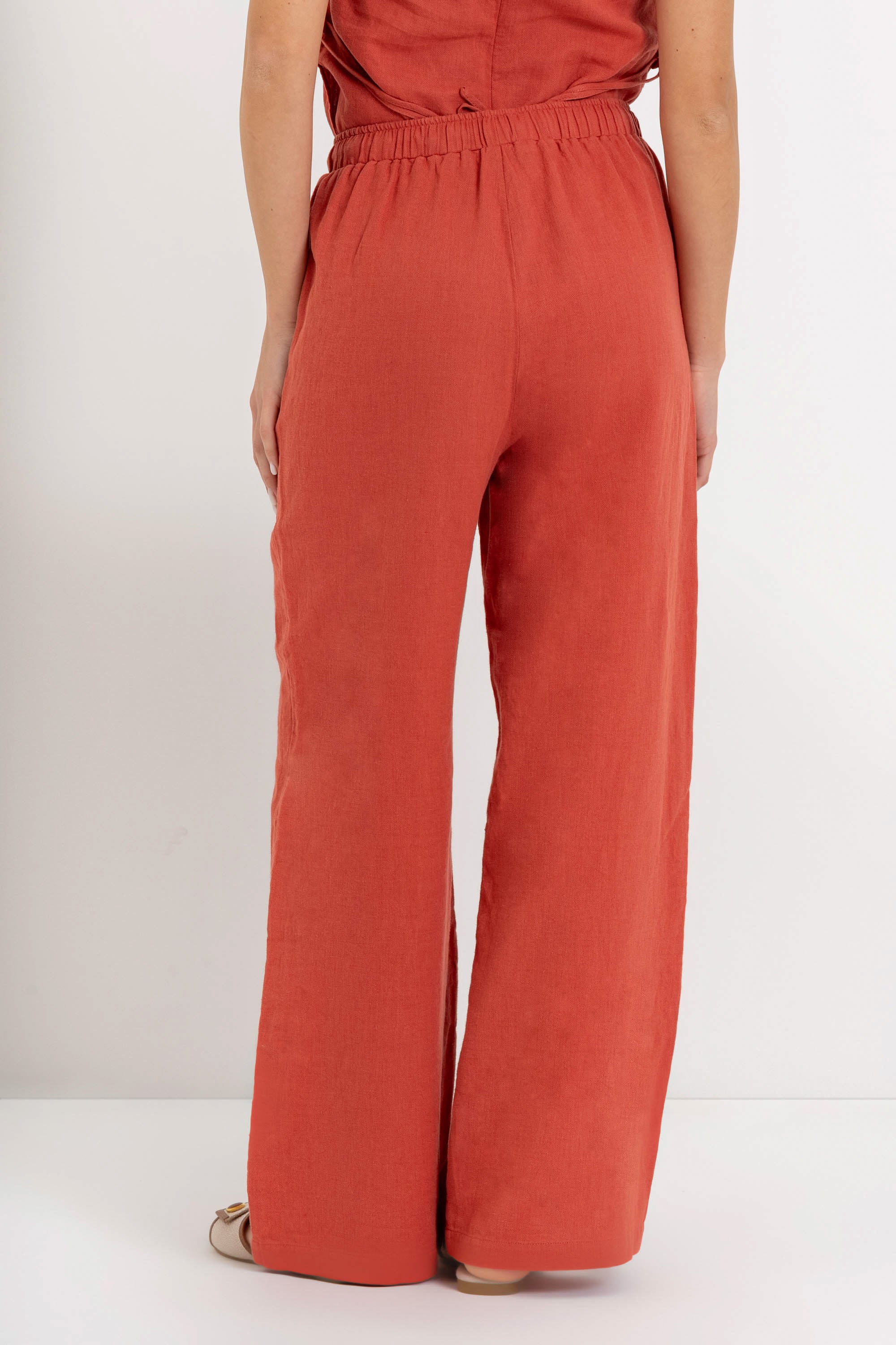 Pantaloni da donna a gamba larga in lino, cotone e ramiè - Pantalone Fashion ANNIX - Image 4