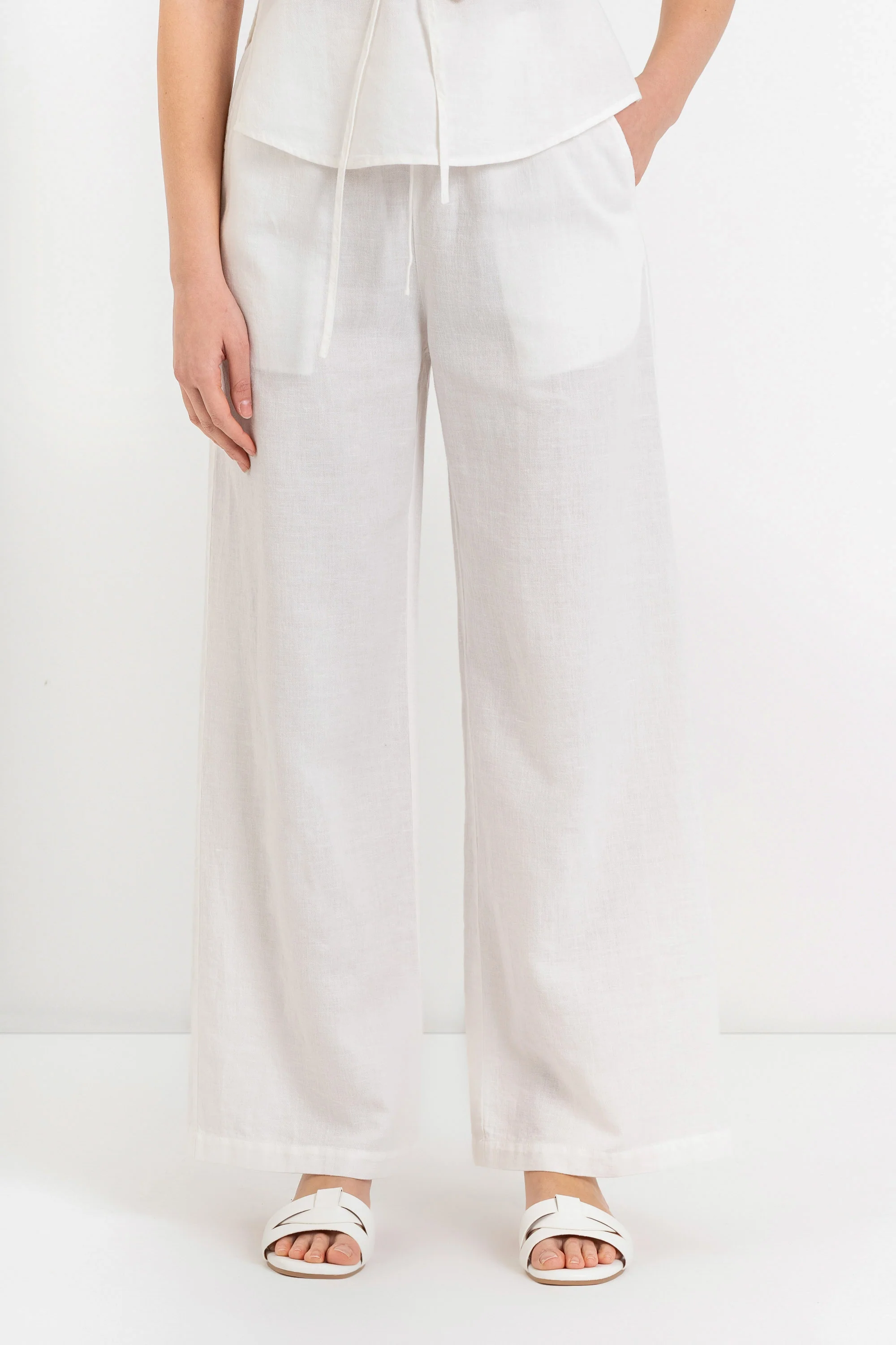 Pantaloni da donna a gamba larga in lino, cotone e ramiè - Pantalone Fashion ANNIX - Image 5