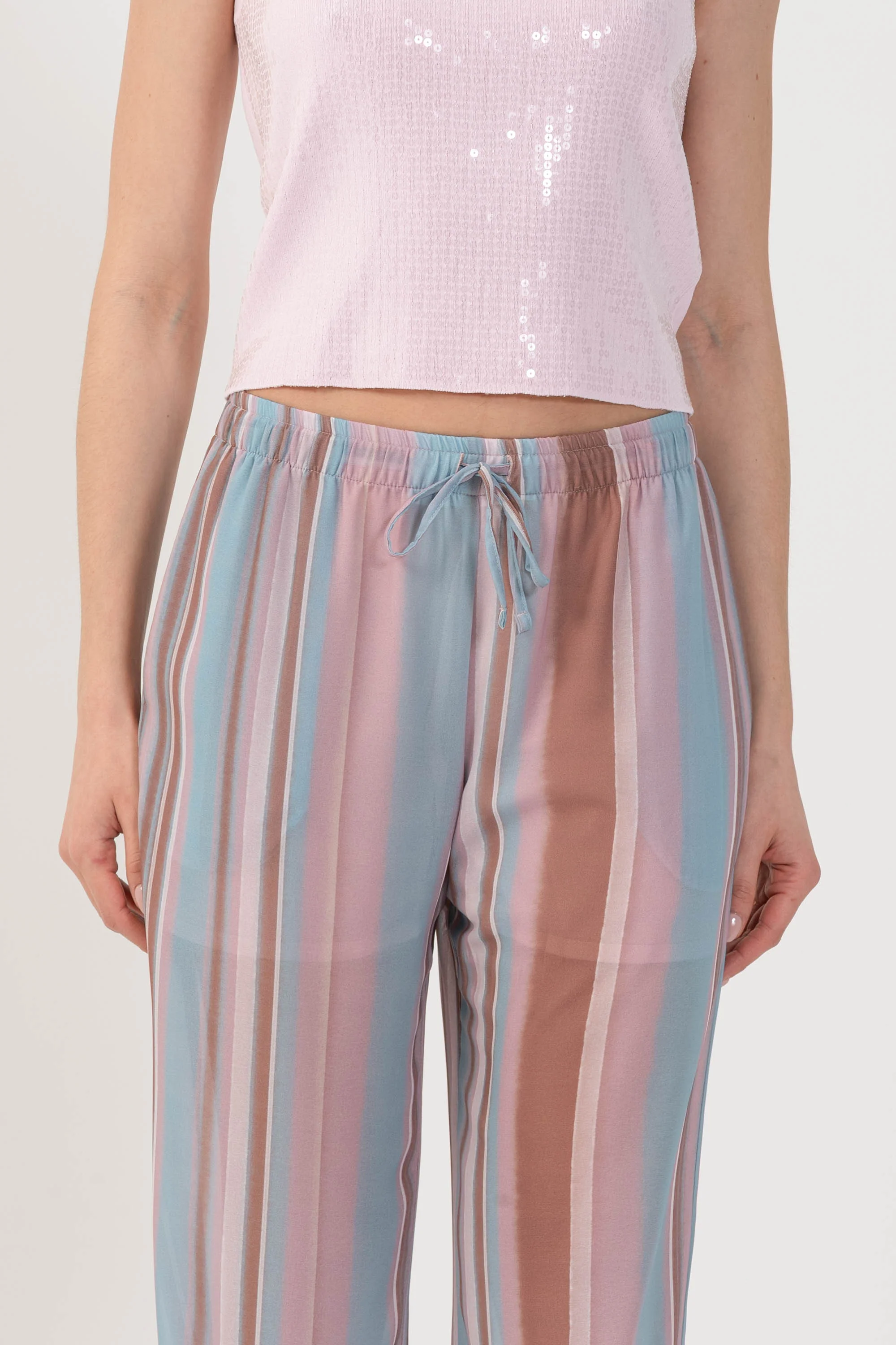 Pantaloni fantasia a righe con coulisse - PANTALONE FASHION ERINDAX - Image 3