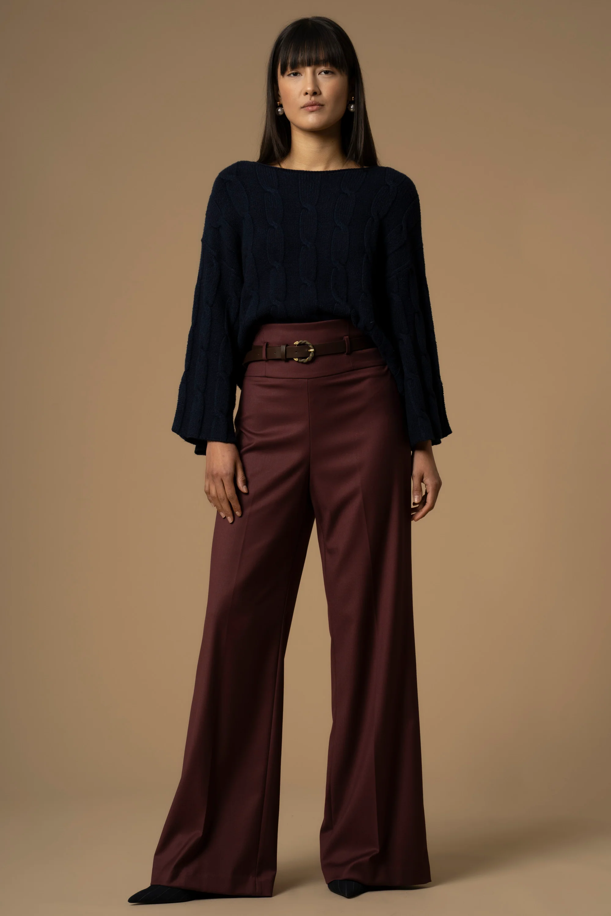 Pantaloni con fascia alta in vita e cintura - Pantaloni Fidele