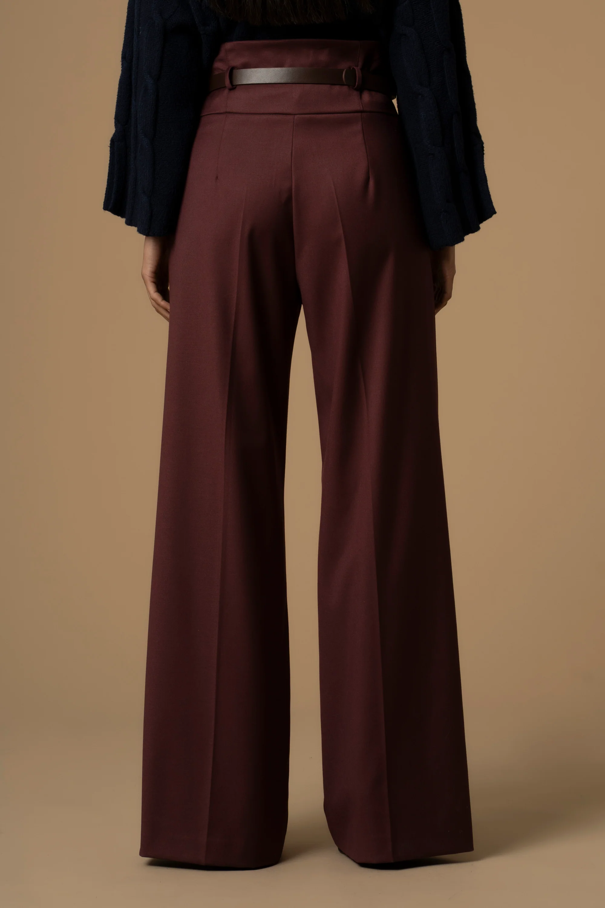 Pantaloni con fascia alta in vita e cintura - Pantaloni Fidele - Image 3
