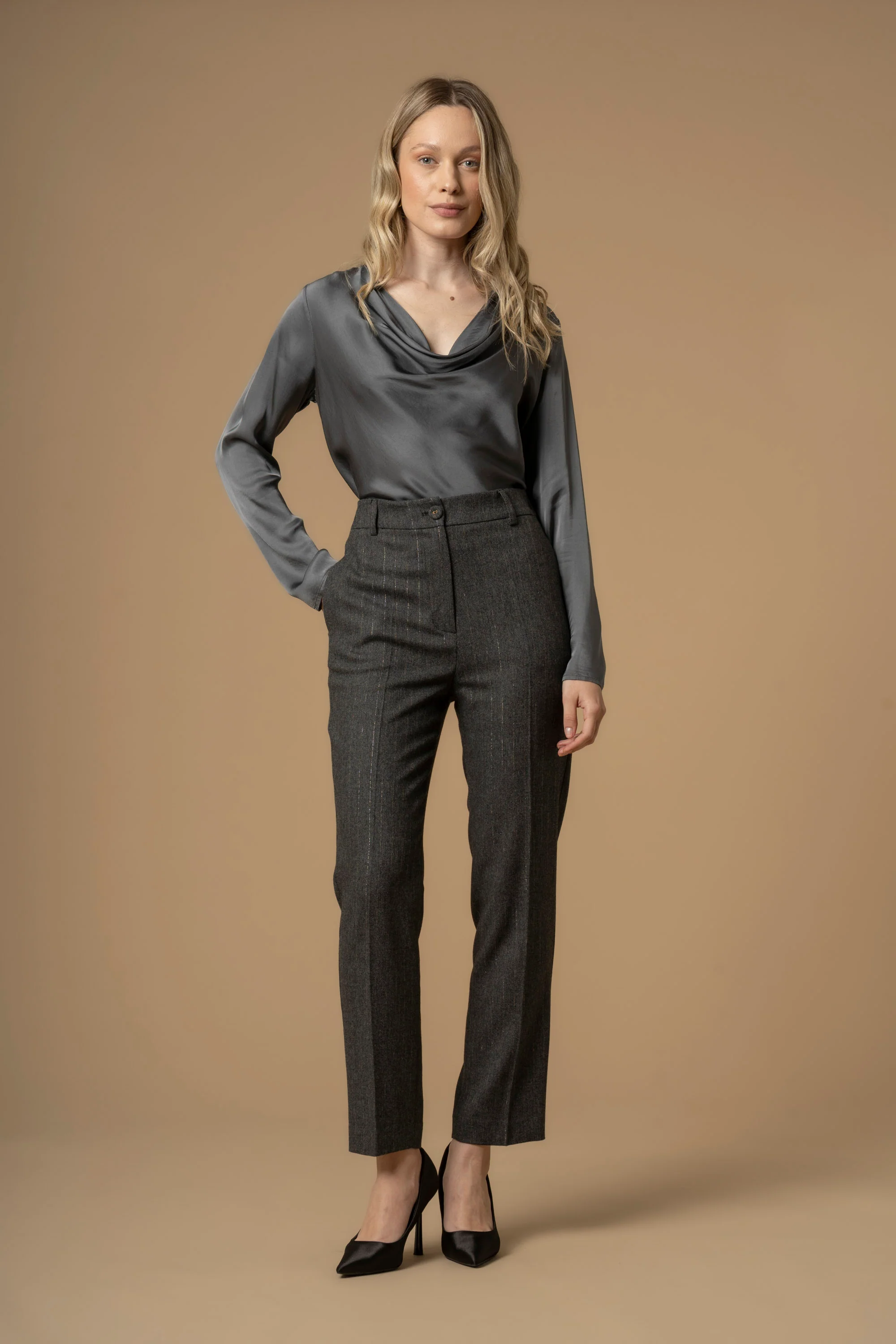 Pantaloni gessati con lurex - Pantaloni Baetis - Image 2