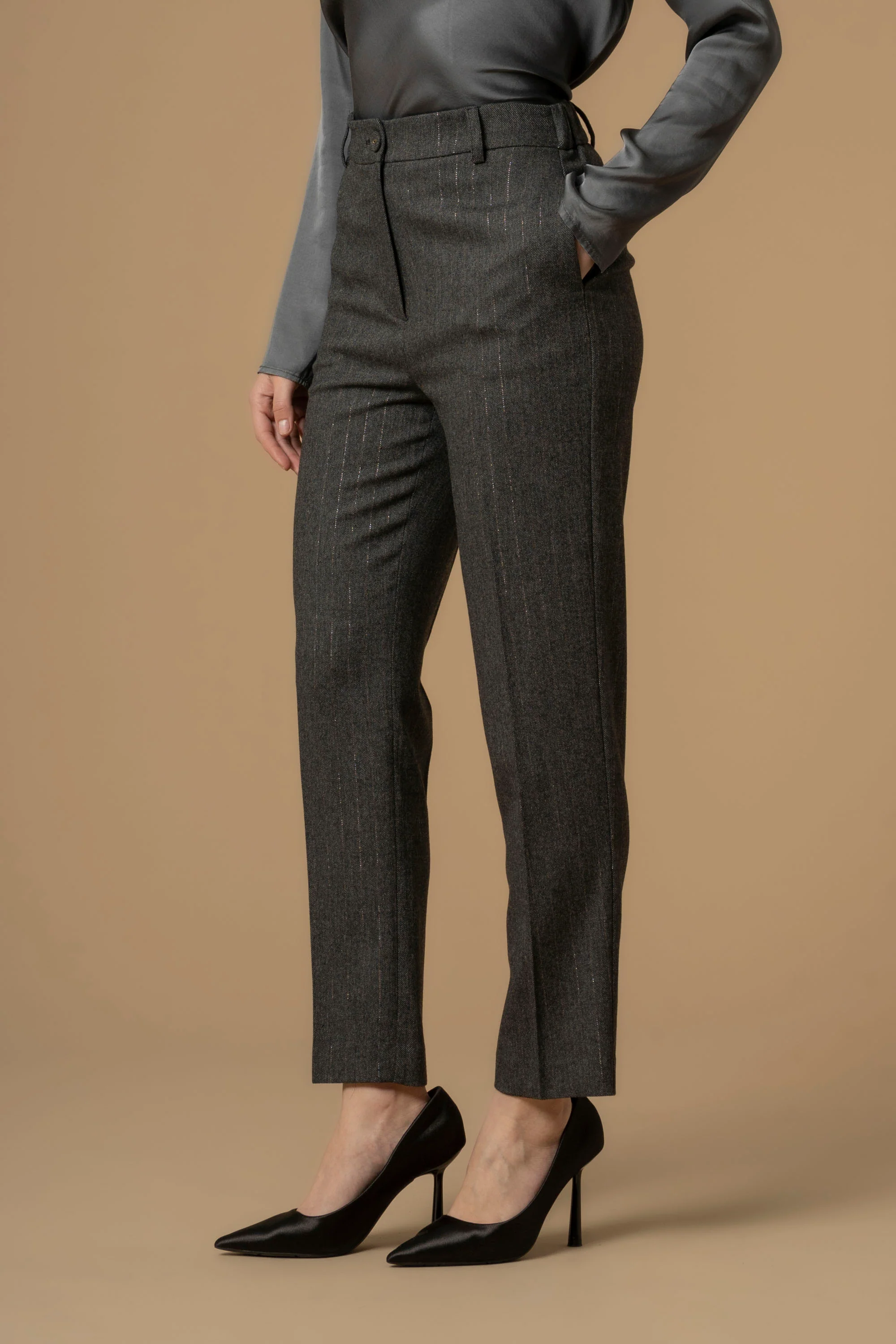 Pantaloni gessati con lurex - Pantaloni Baetis - Image 3