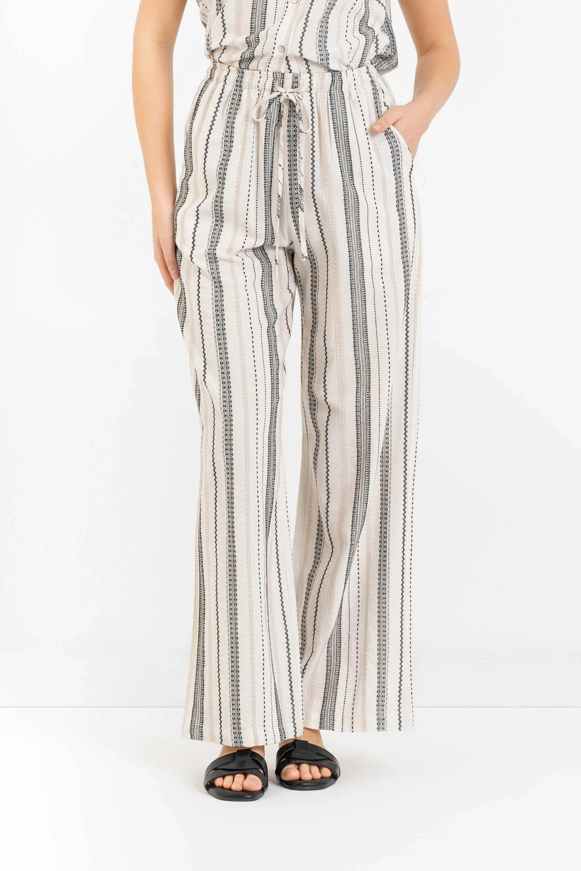 Pantaloni a palazzo fantasia a righe - Pantalone Fashion JAPUARIX