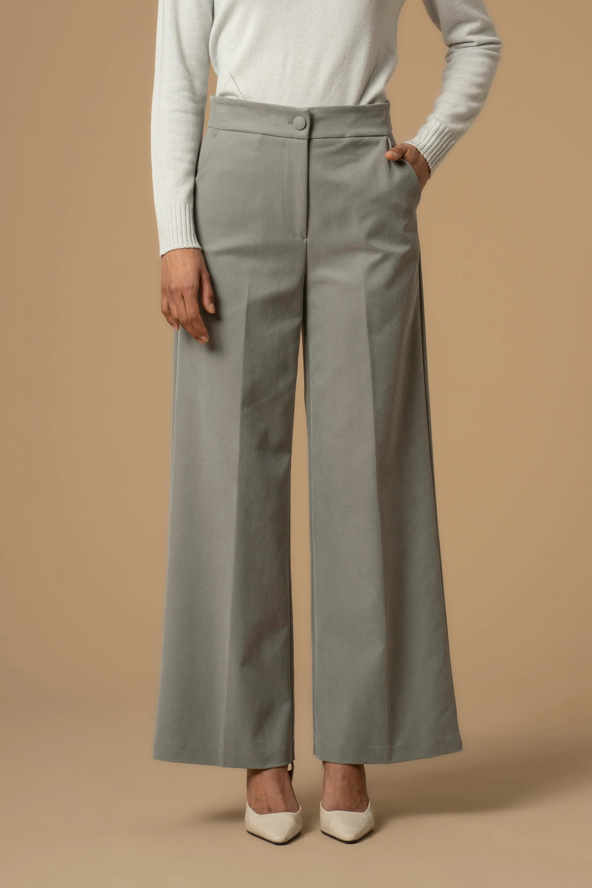 Pantaloni a palazzo con tasche alla francese - Pantaloni Lareina