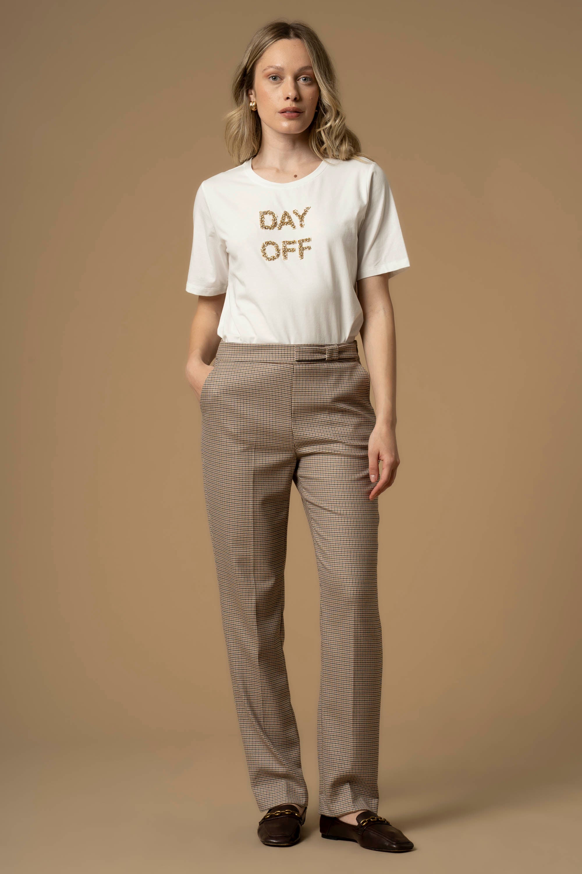 Pantaloni in pied de poule con piega - Pantaloni Jelmino