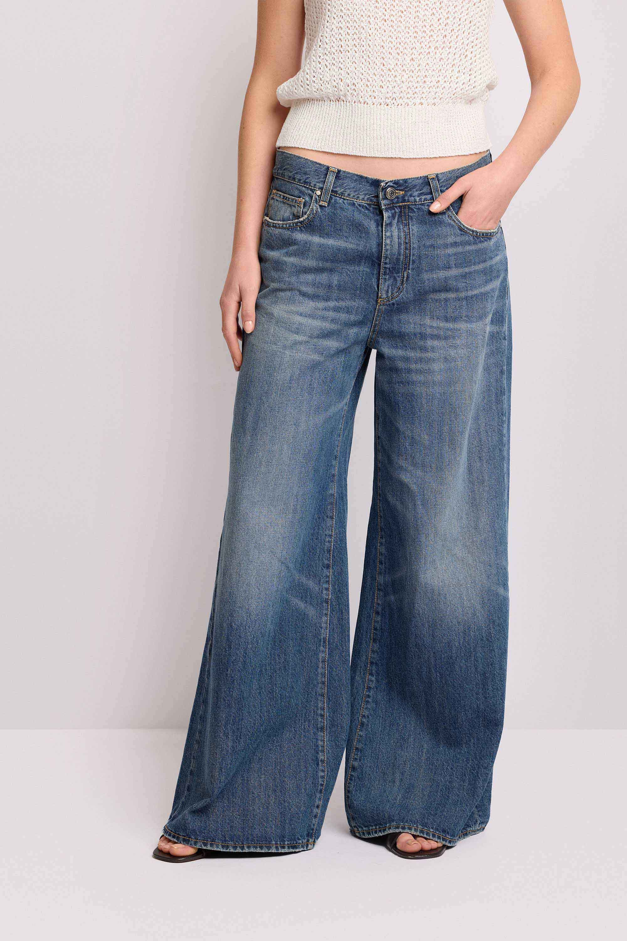 Pantaloni stile baggy gamba larga - Pantalone Denim GERD