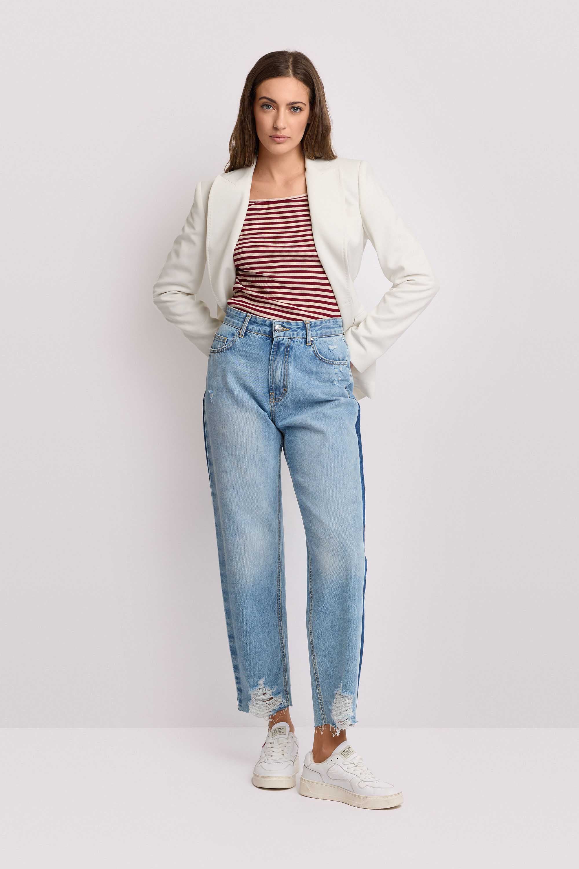 Pantaloni stile boyfriend con inserto laterale - Pantalone Denim LEARINA - Image 2