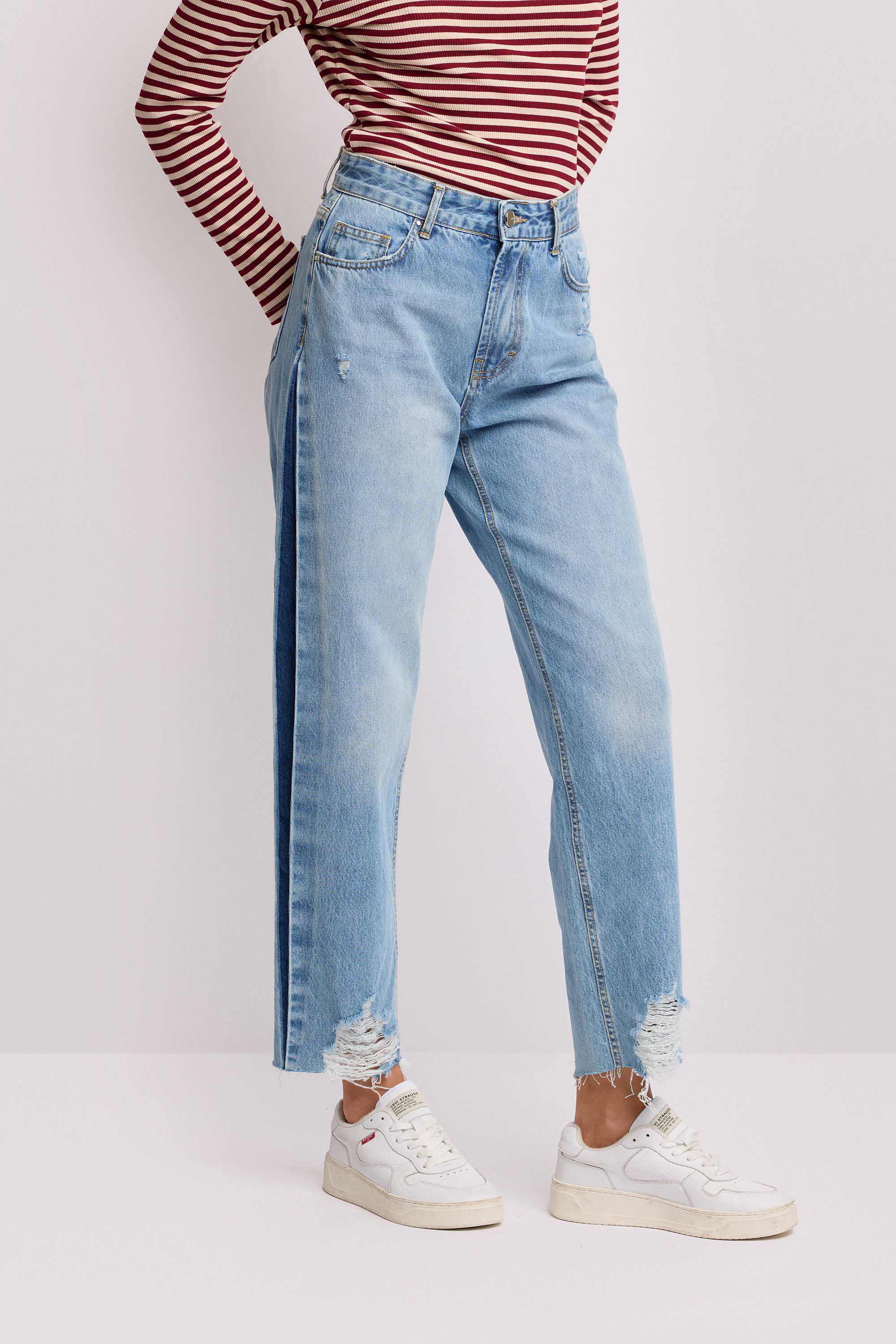 Pantaloni stile boyfriend con inserto laterale - Pantalone Denim LEARINA - Image 4