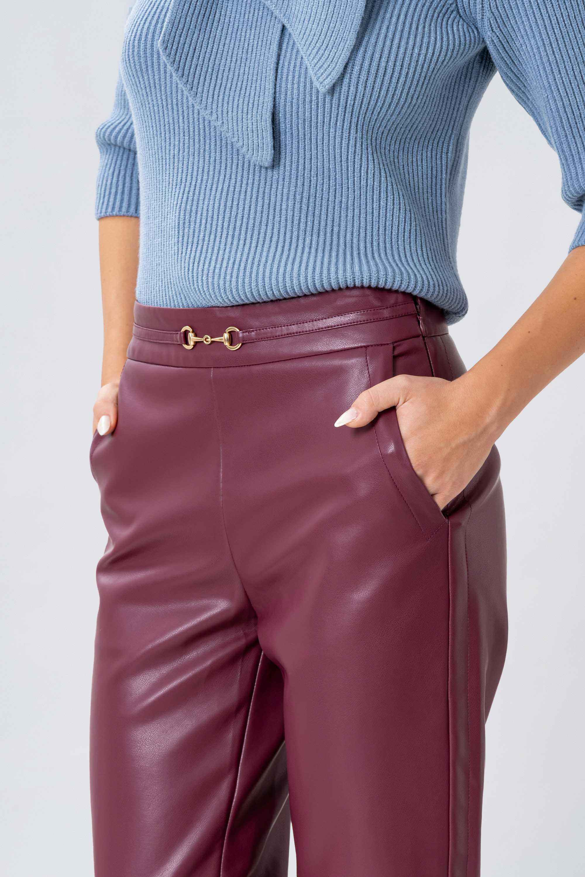 Pantaloni straight in ecopelle - PANTALONE ECOPELLE ARARURAX - Image 3