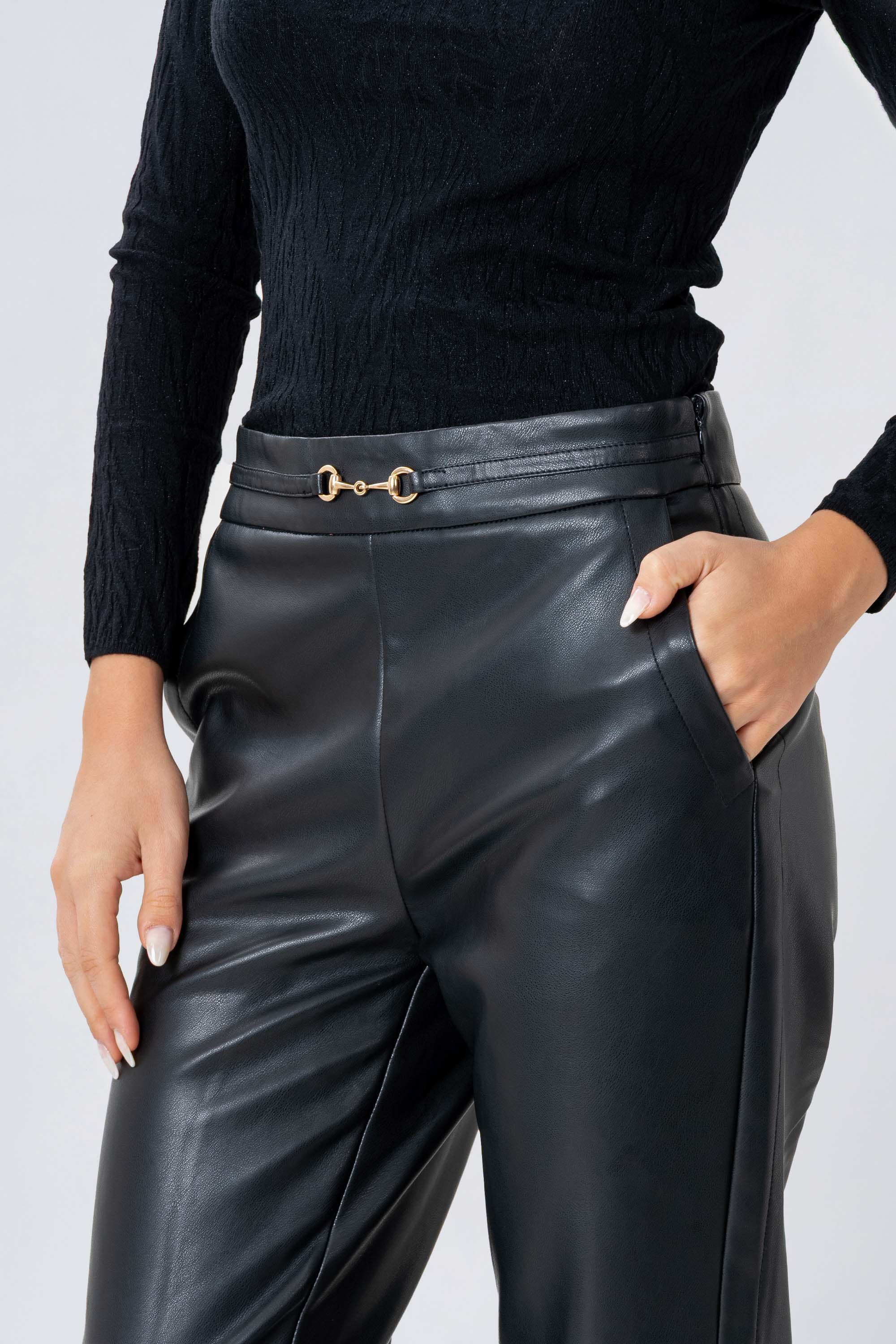 Pantaloni straight in ecopelle - PANTALONE ECOPELLE ARARURAX - Image 7