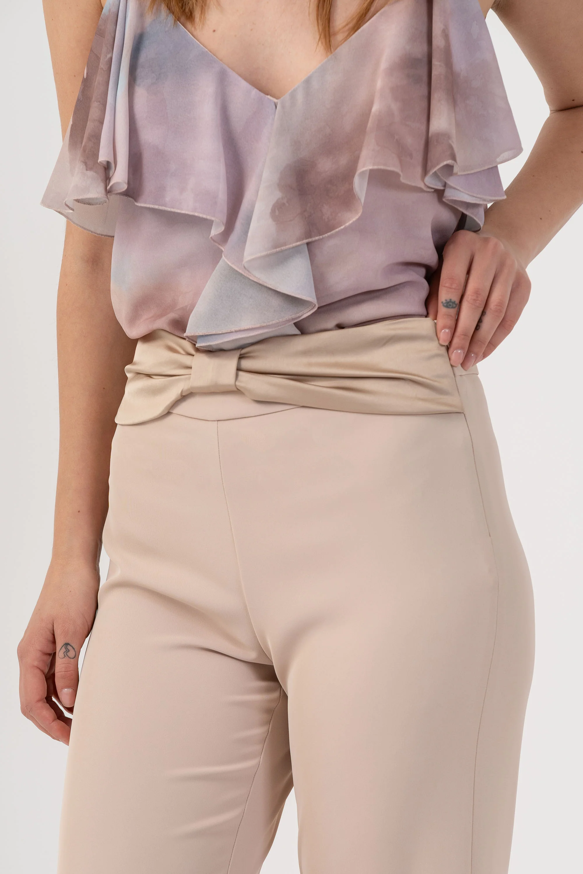 Pantaloni straight con fiocco in vita - PANTALONE FASHION ASDAEX - Image 3