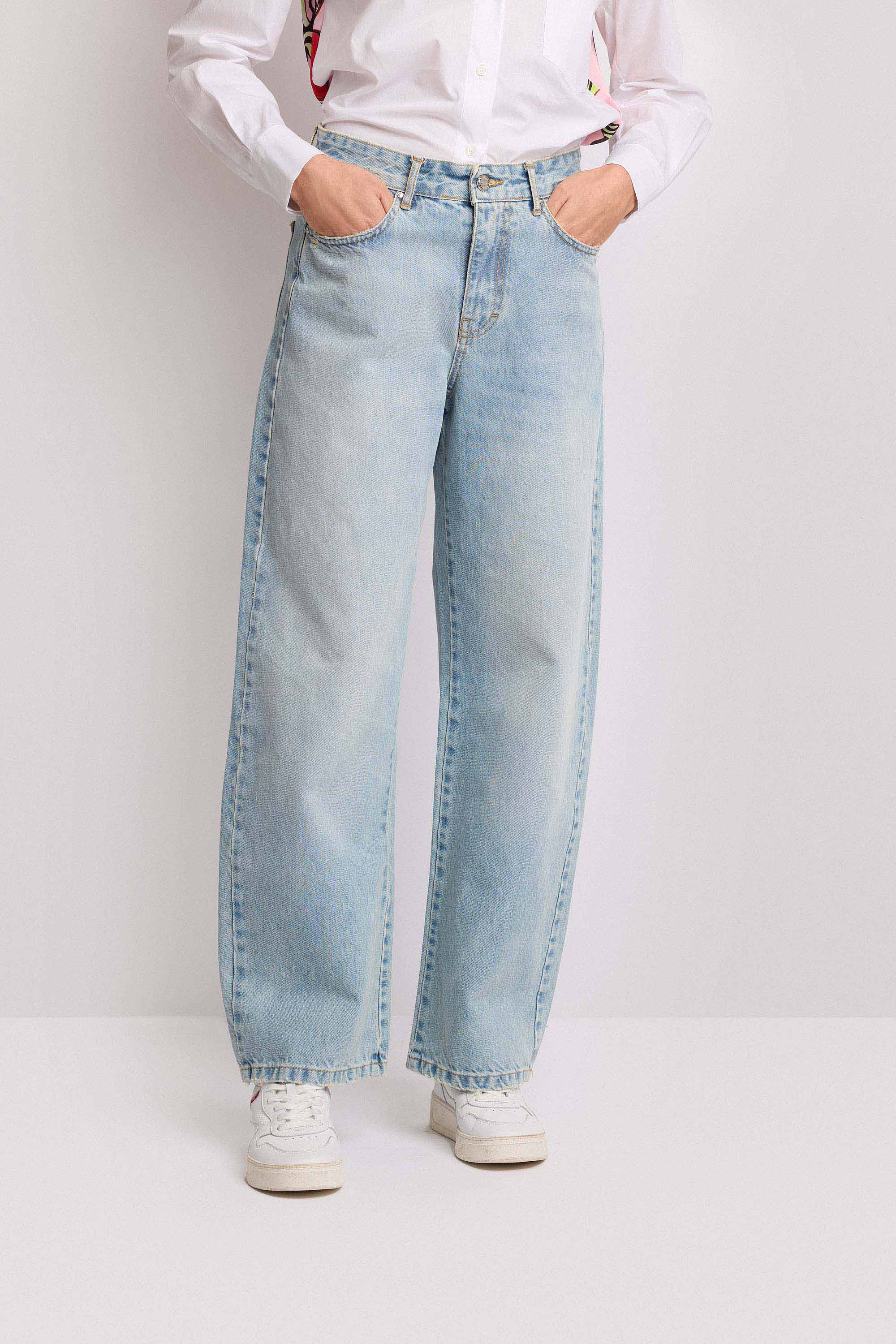 Pantaloni wide leg in denim stile minimal - Pantalone Denim AURKENA