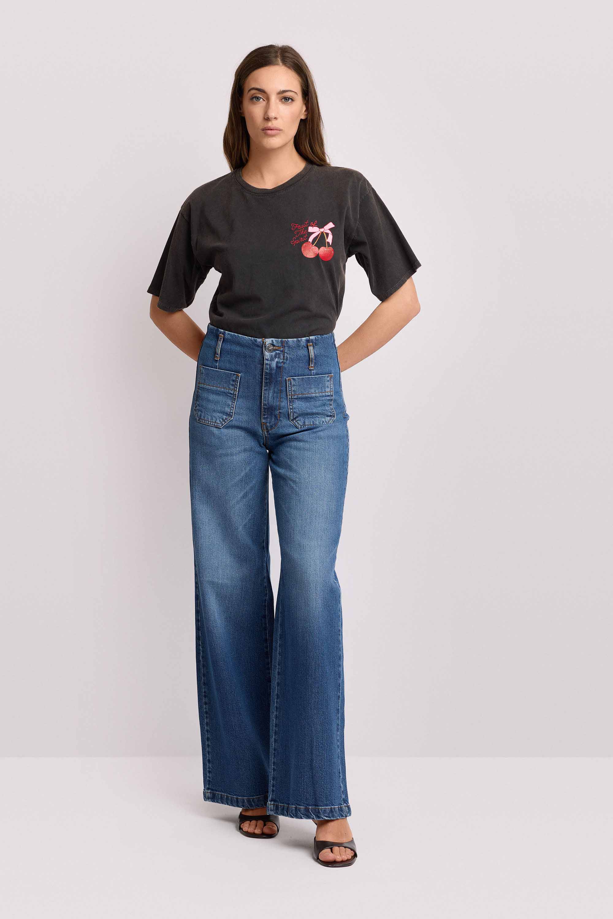 Pantaloni wide leg a gamba larga - Pantalone Denim LILIANE - Image 2