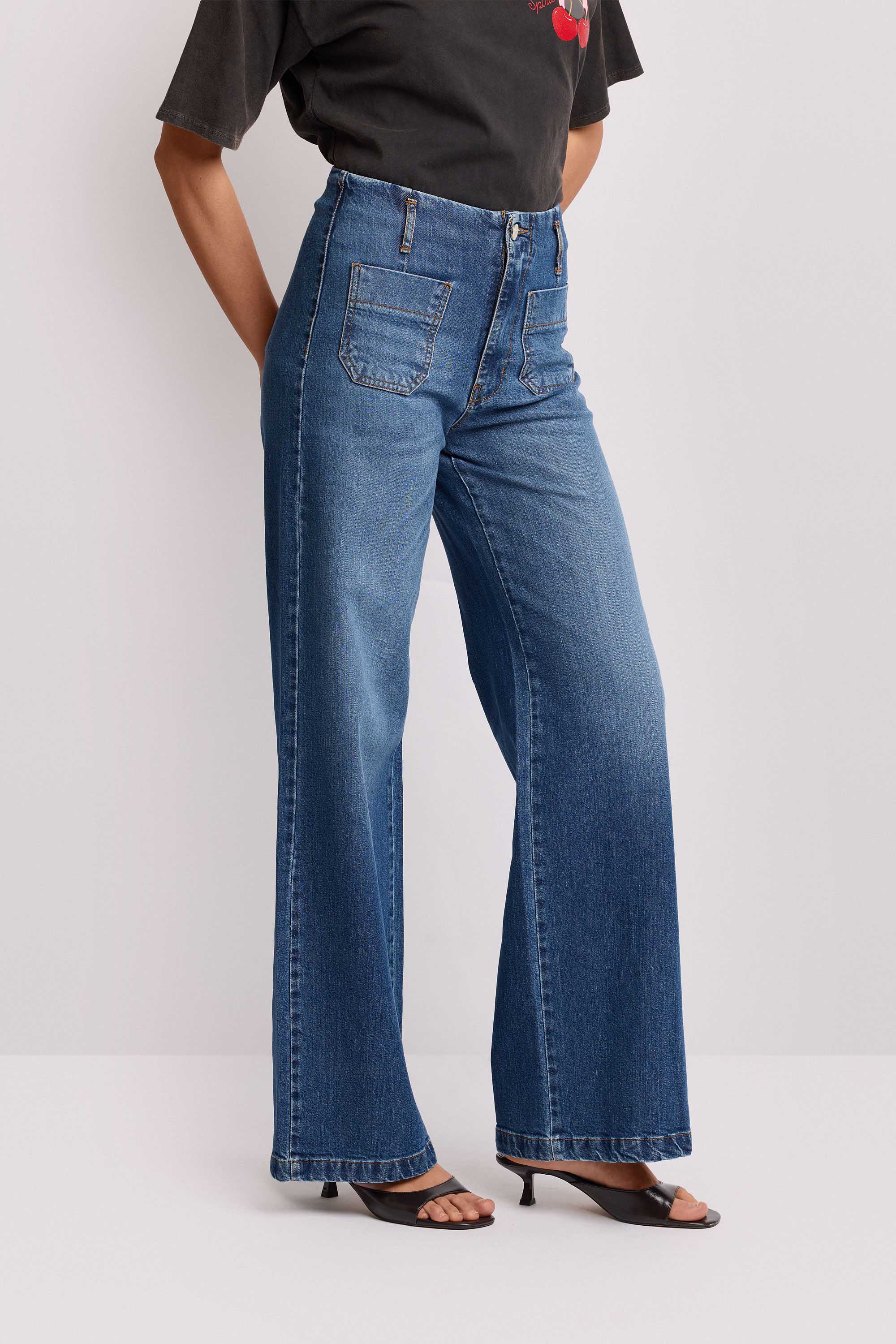 Pantaloni wide leg a gamba larga - Pantalone Denim LILIANE - Image 4