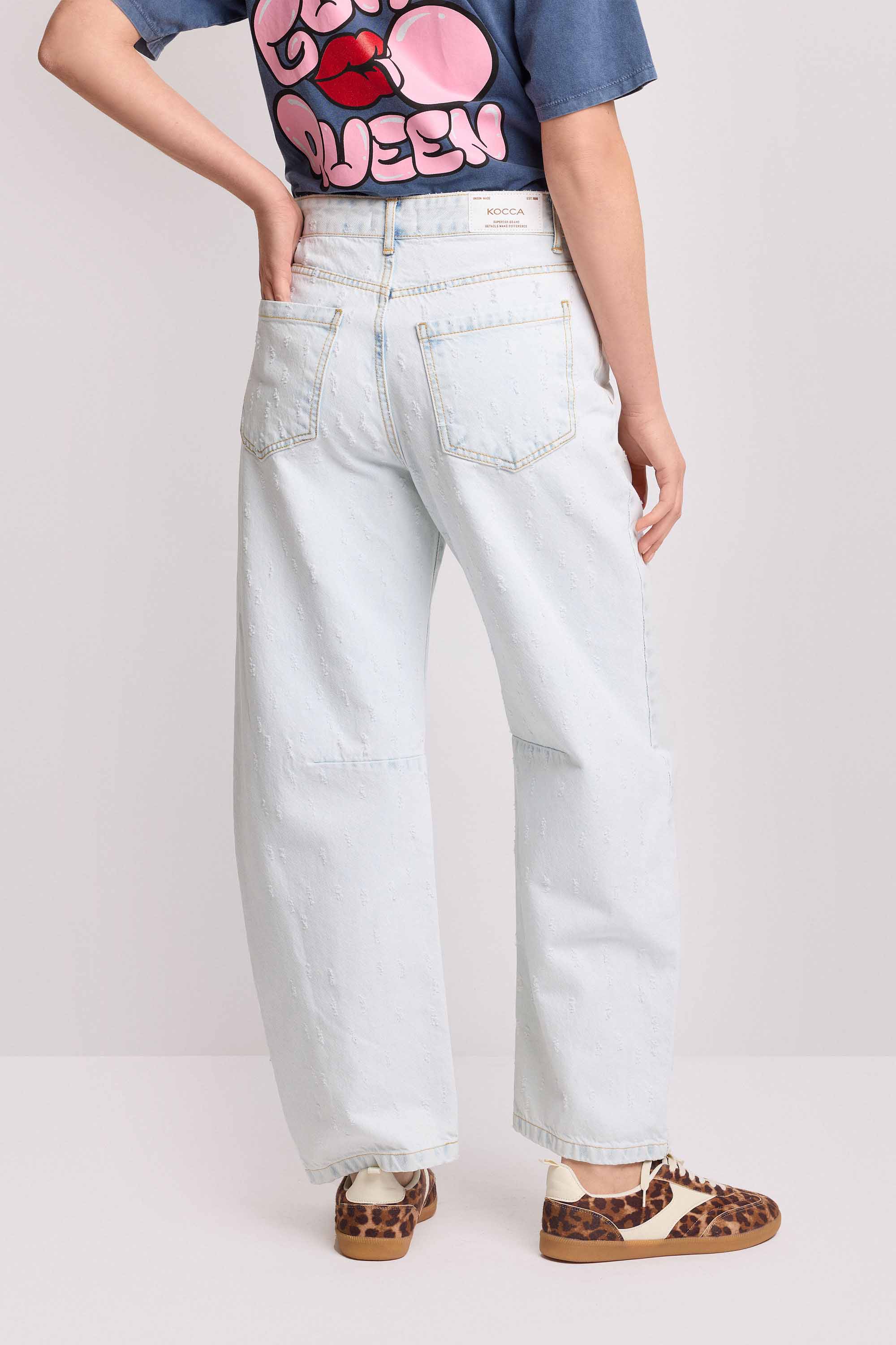 Pantaloni wide leg con zip e bottone - Pantalone Denim LIANTRIS - Image 3
