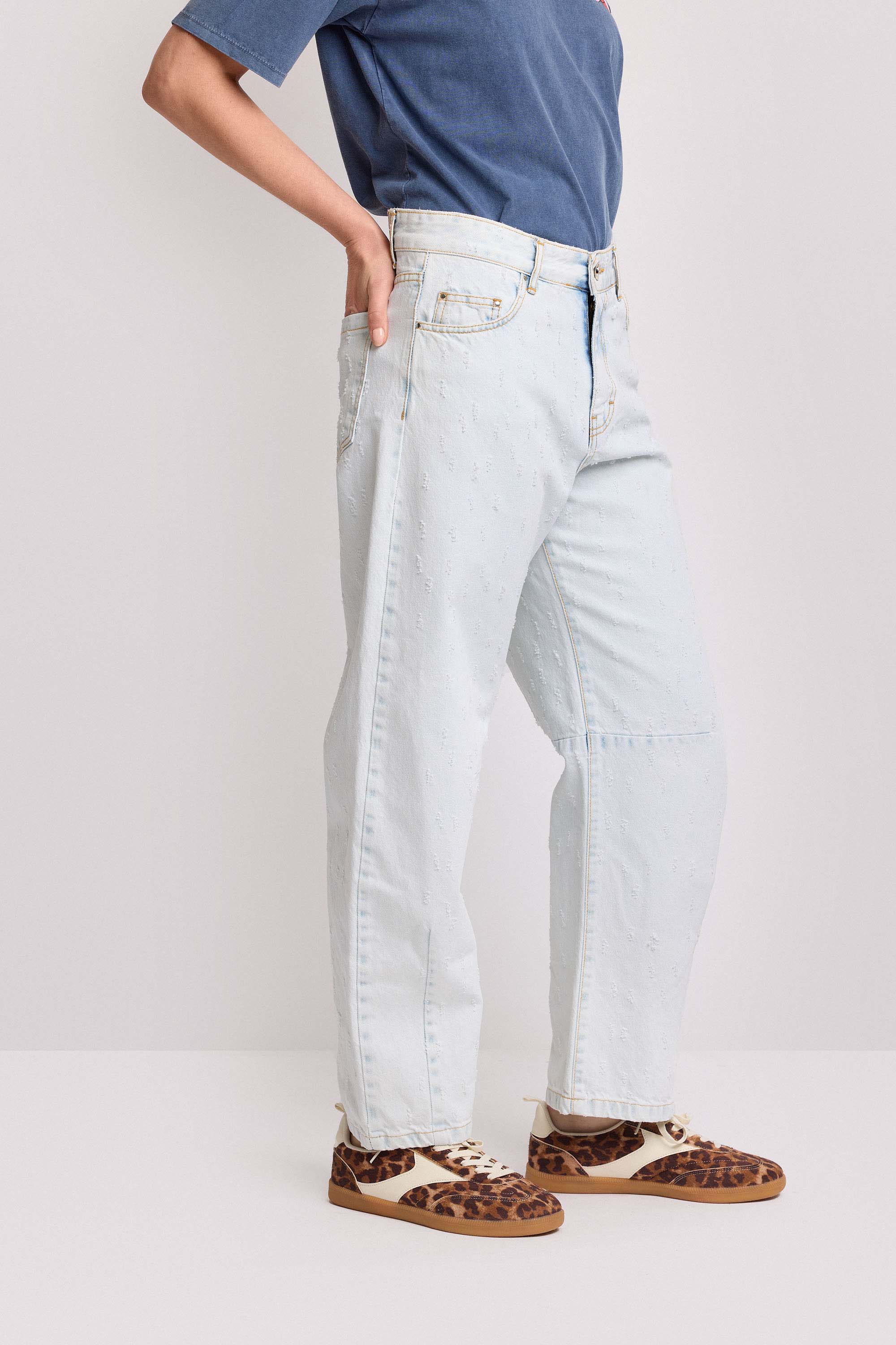 Pantaloni wide leg con zip e bottone - Pantalone Denim LIANTRIS - Image 4