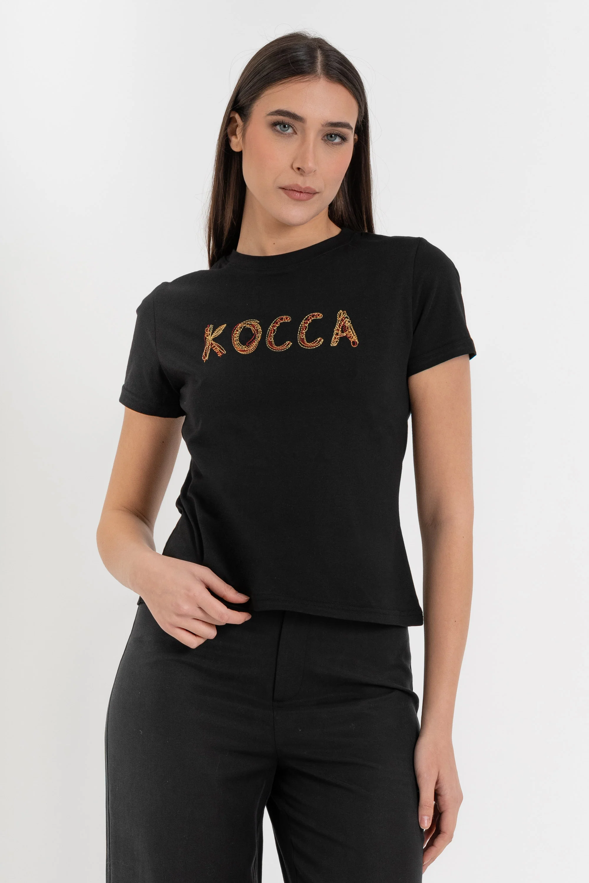 T-shirt da donna a maniche corte con girocollo in cotone - T-shirt EITHSX