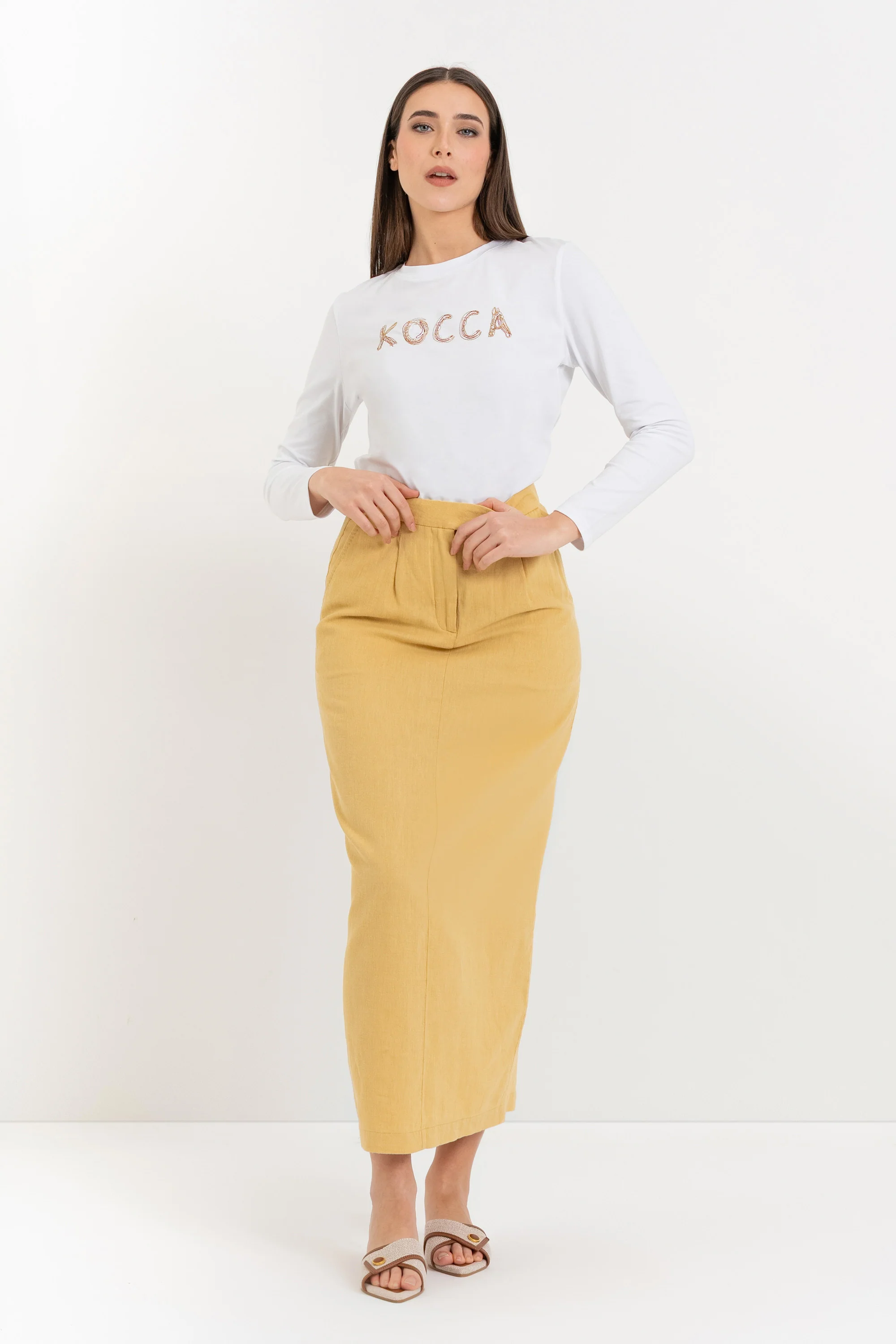 T-shirt a maniche lunghe da donna in cotone con logo - T-shirt OLUMBAX - Image 3