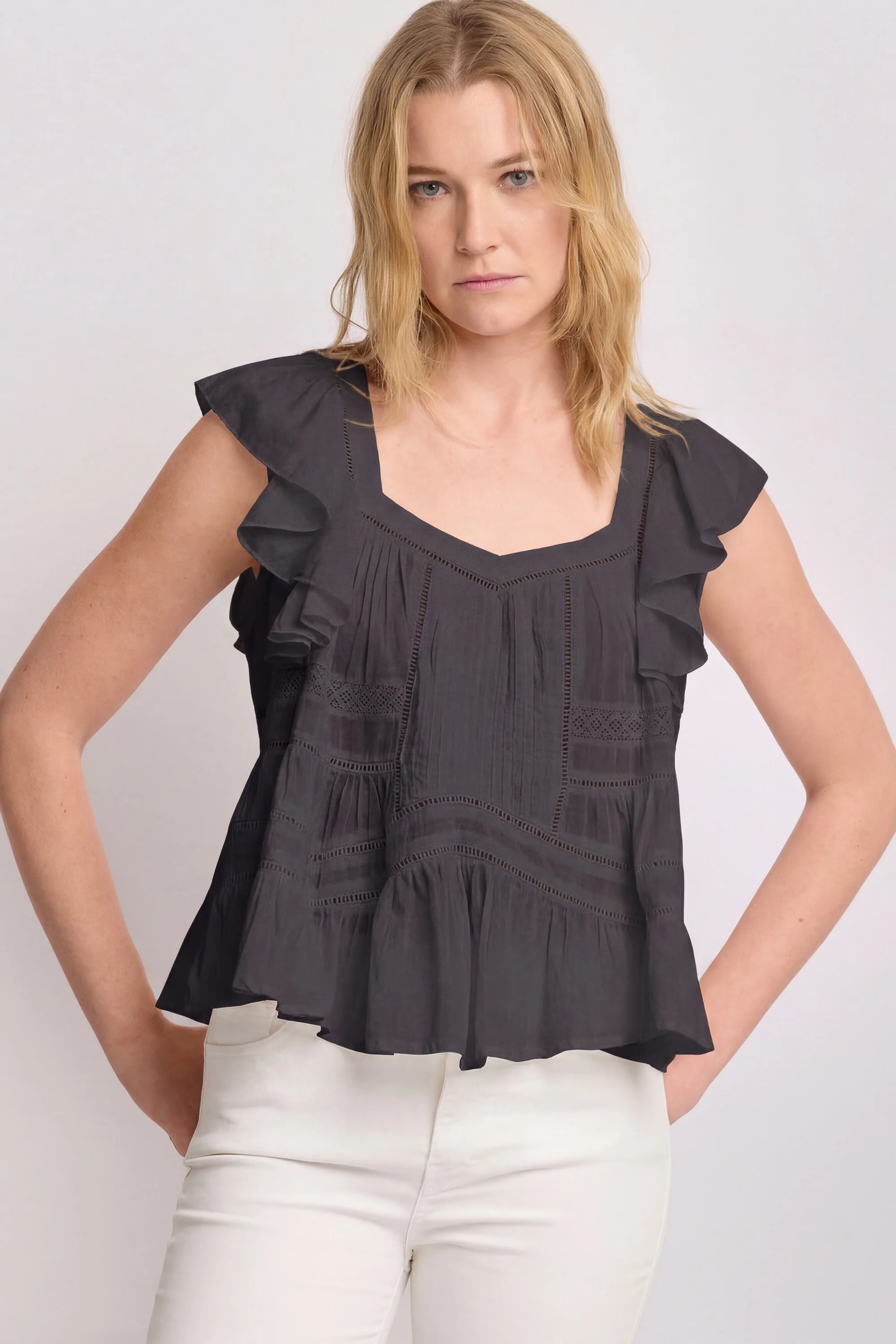 Top con balze e inserti in pizzo - BLUSA MAURY - Image 5