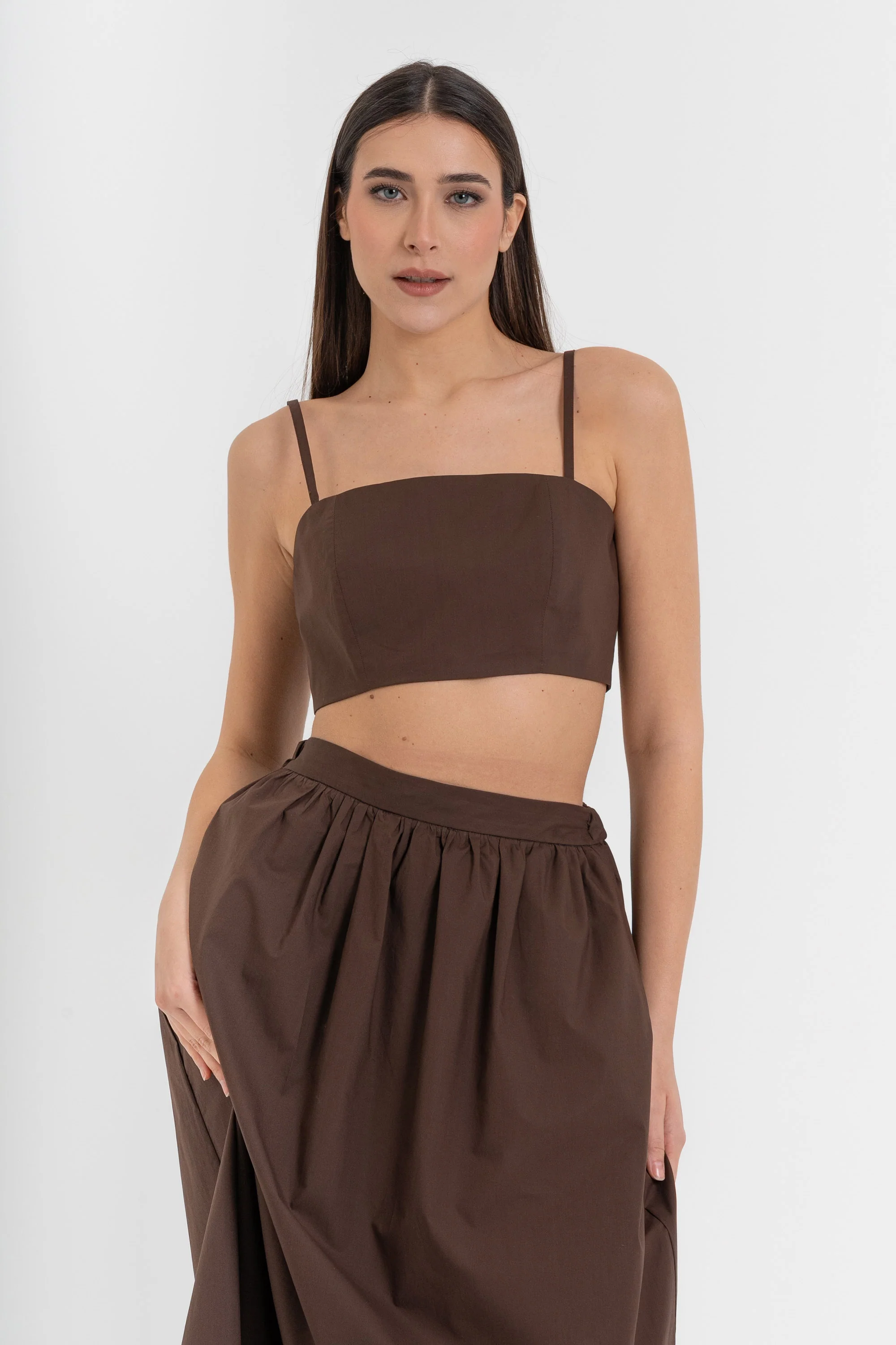 Top corto da donna in 100% cotone con spalline sottili - Top HUCHIX
