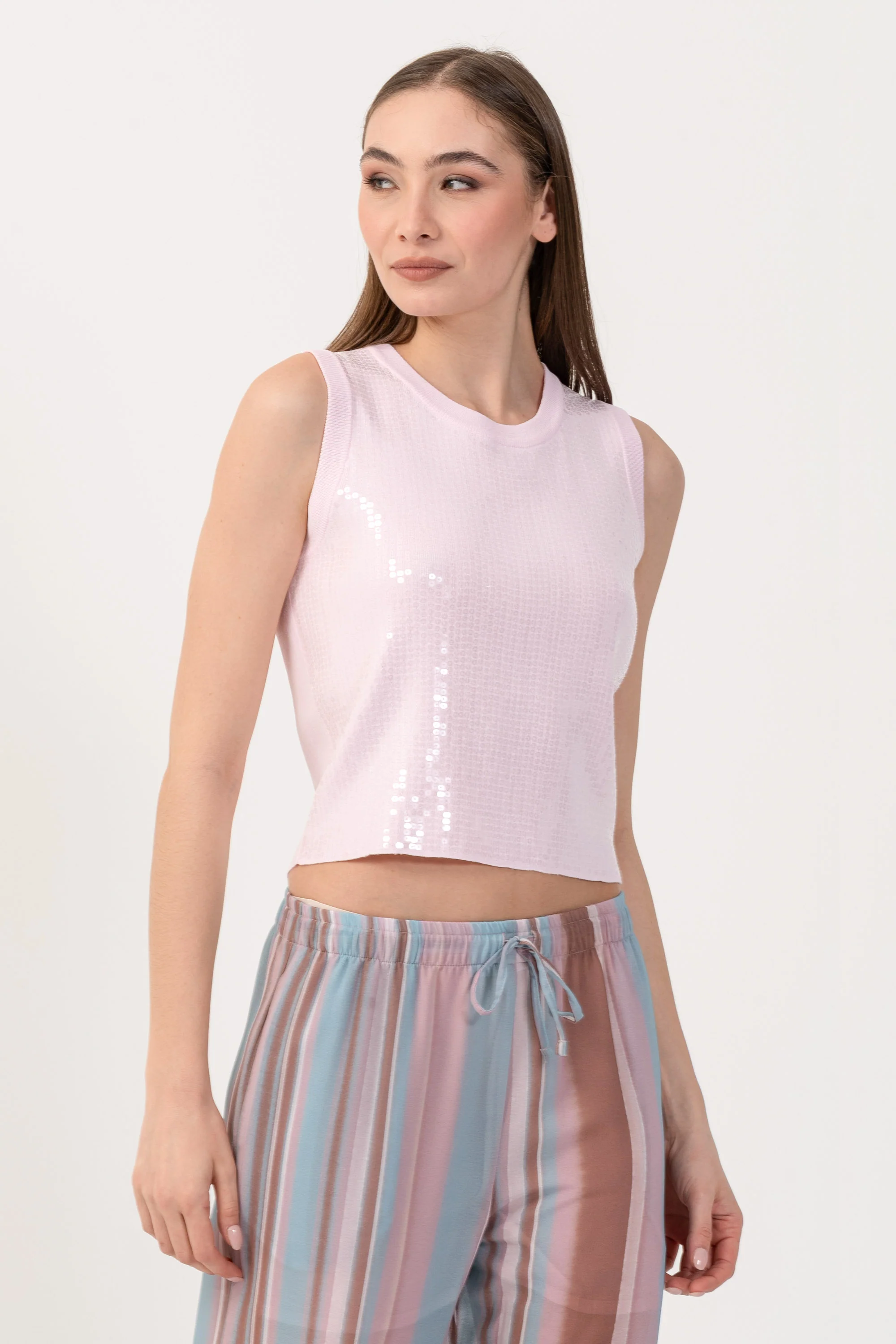 Top cropped con paillettes - TOP BRIGITTEX